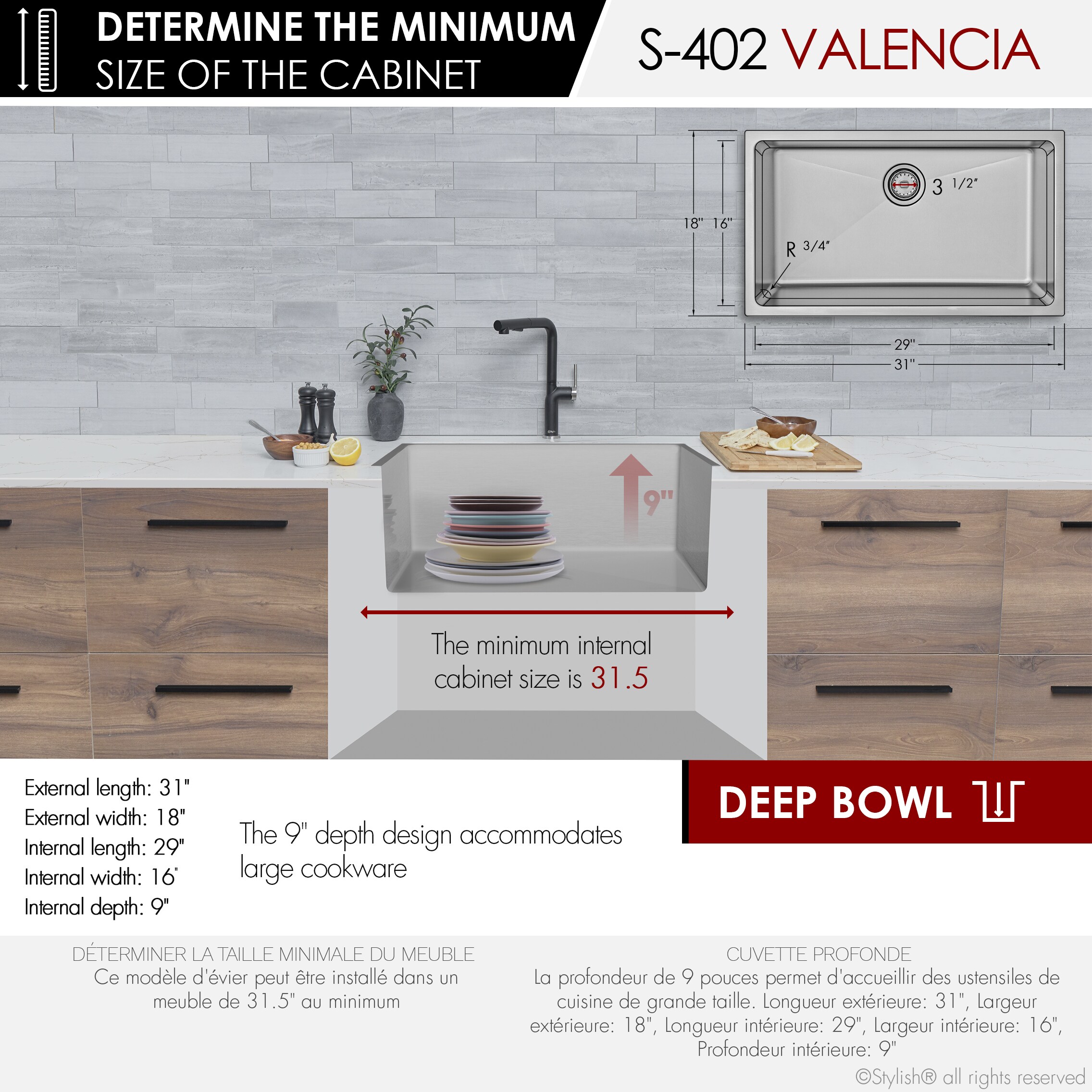 Stylish S-4021 Kitchen-Sinks - View #6