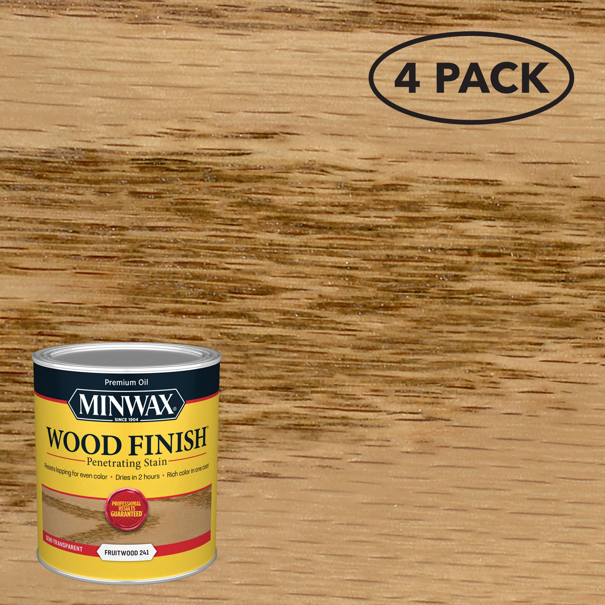 Minwax 70010444SOS Wood Finish 4 -Pack Oil-based Fruitwood Semi-transparent Interior Stain ( 1-quart )