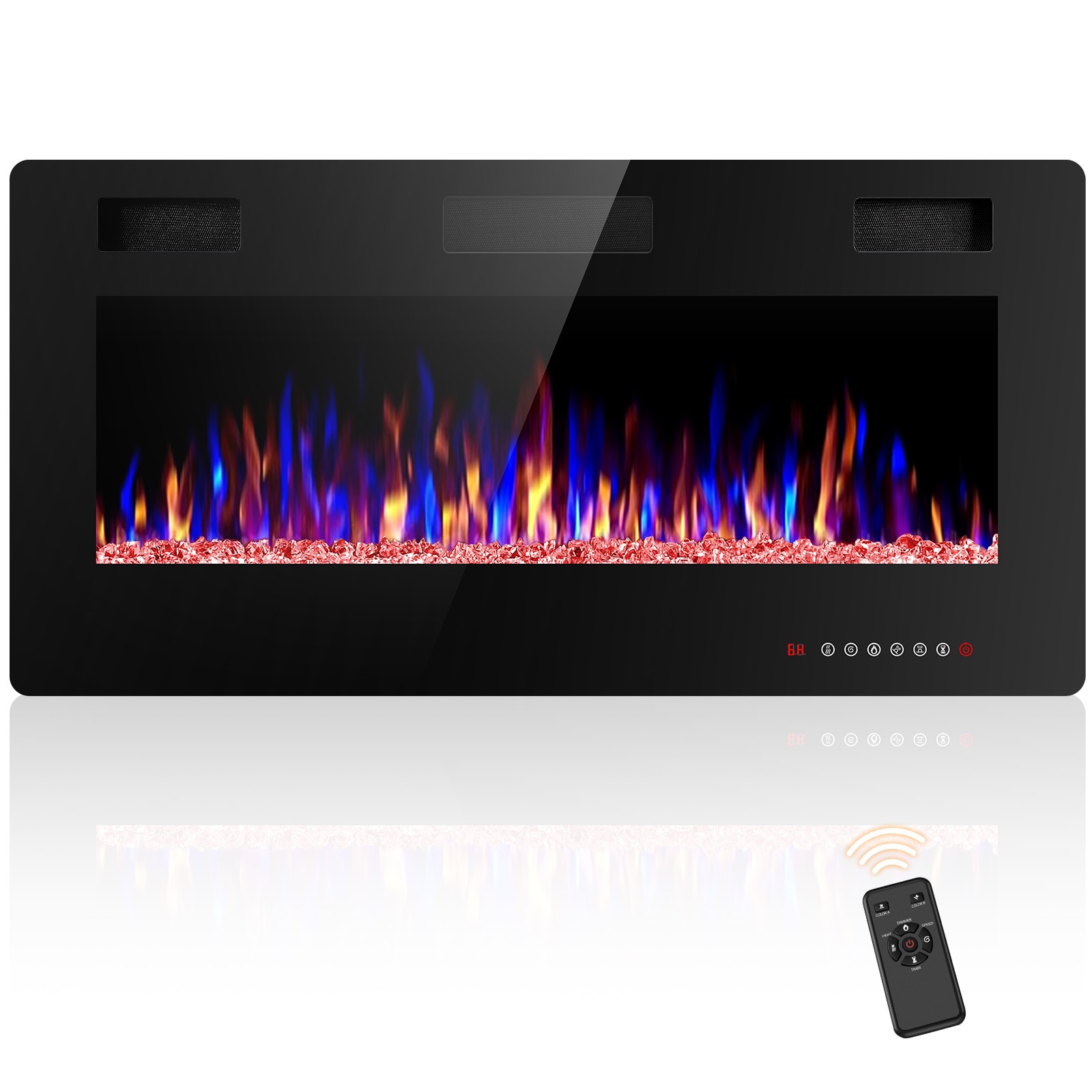 COWSAR LSFPC3-36 36-in W Black Wall mount Infrared quartz Wall-mount Electric Fireplace with Remote Control Included
