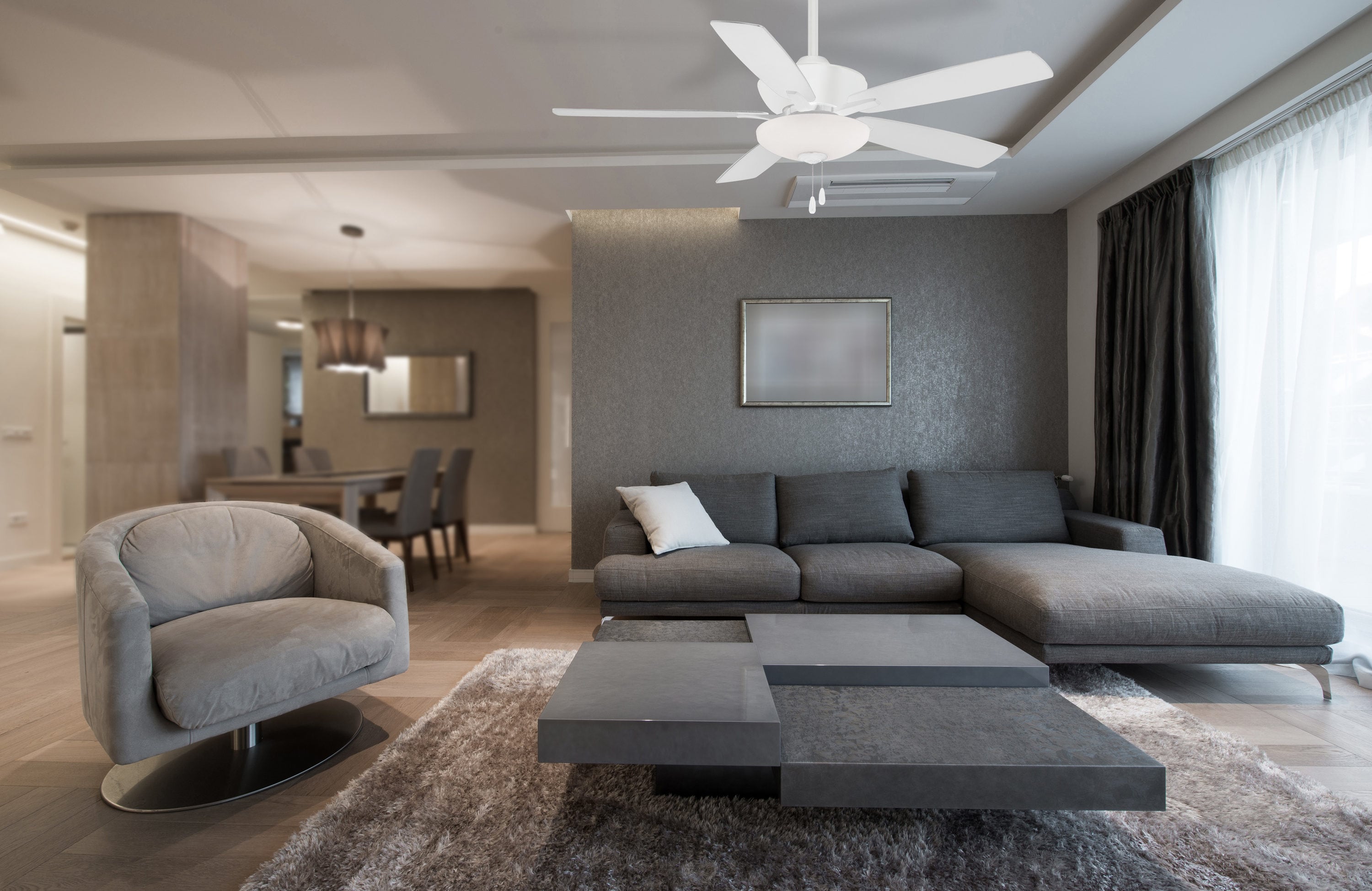 Minka Aire F553L-WHF Minute 52-in Integrated LED Flat White with Flat White Blades Ceiling Fan With Light ( 5 -Blade )