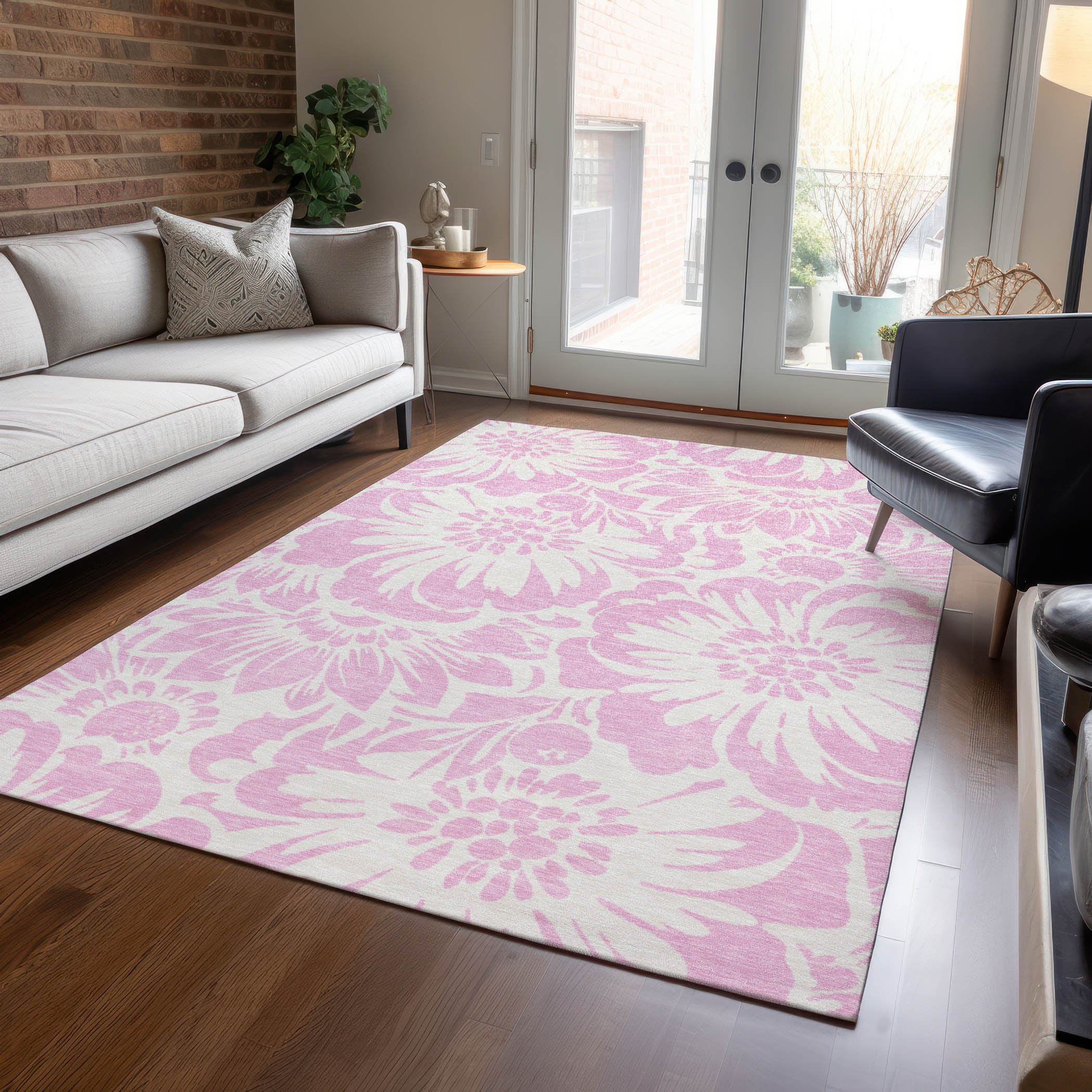 Addison Rugs ACN551PI10X14 Chantille ACN551PI 10 x 14 (ft) Polyester Pink Rectangular Indoor/Outdoor Stripe Farmhouse/Cottage Machine washable Area rug