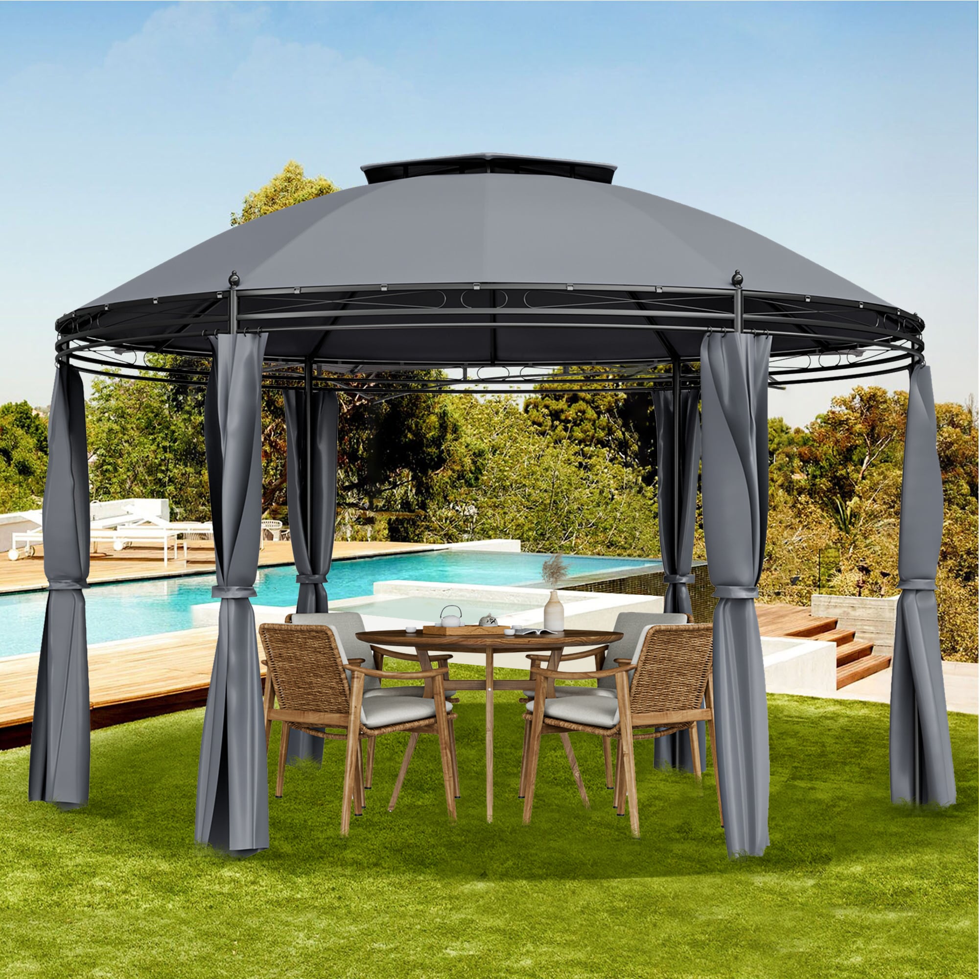 WELLFOR TDJ10384GR Wood-Resin-Gazebos - View #4