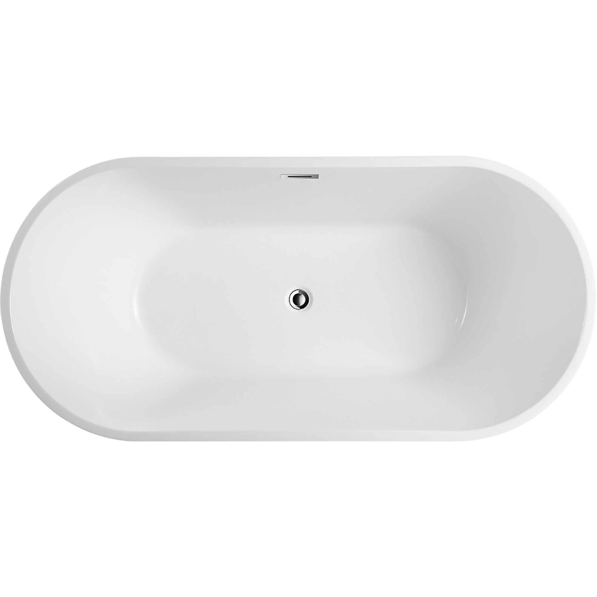 68-Inch White Acrylic Freestanding Soaking Bathtub with Chrome Finish