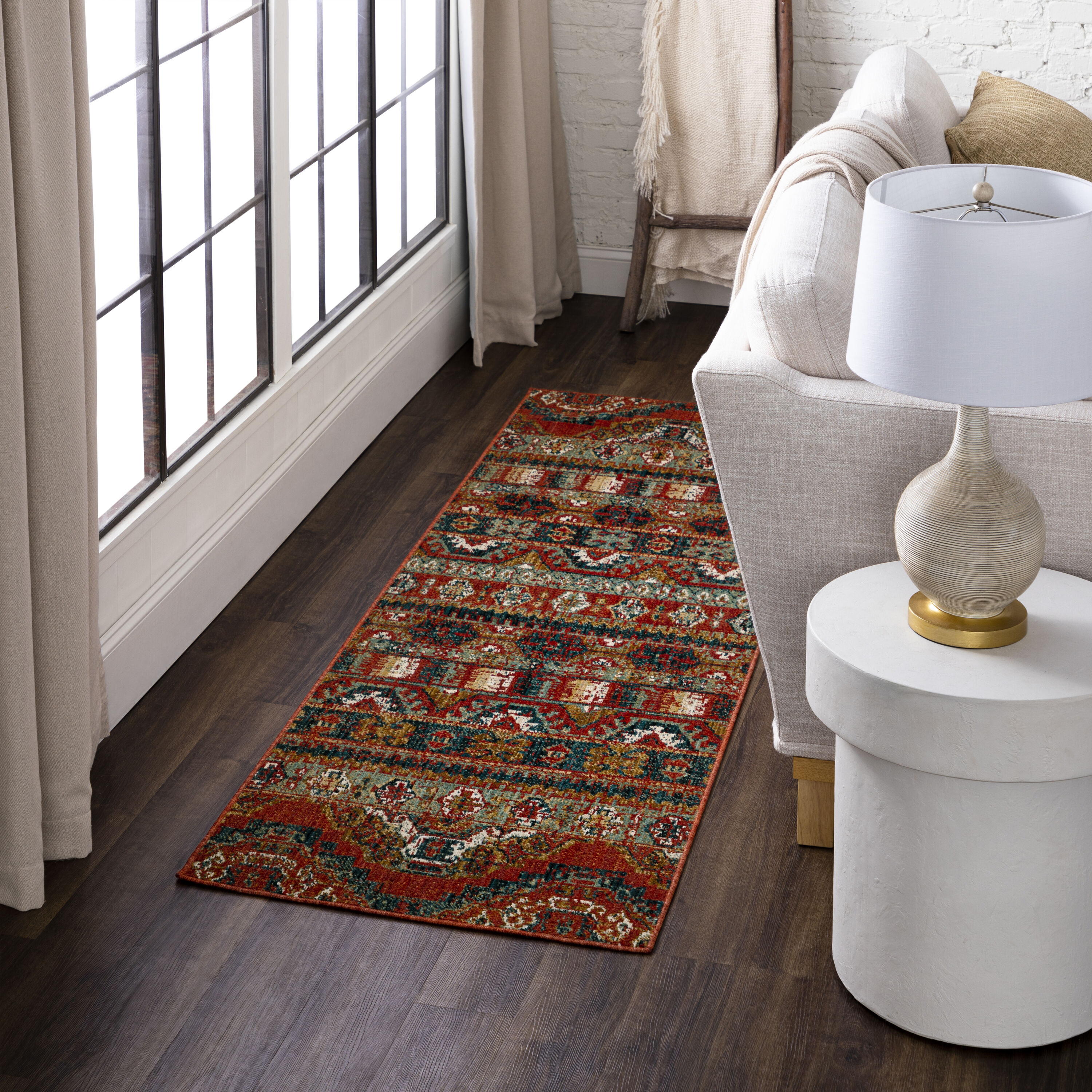 Mohawk Home EL334 30048 030120 2 x 10 (ft) Polyester Red Rectangular Indoor Geometric Runner rug