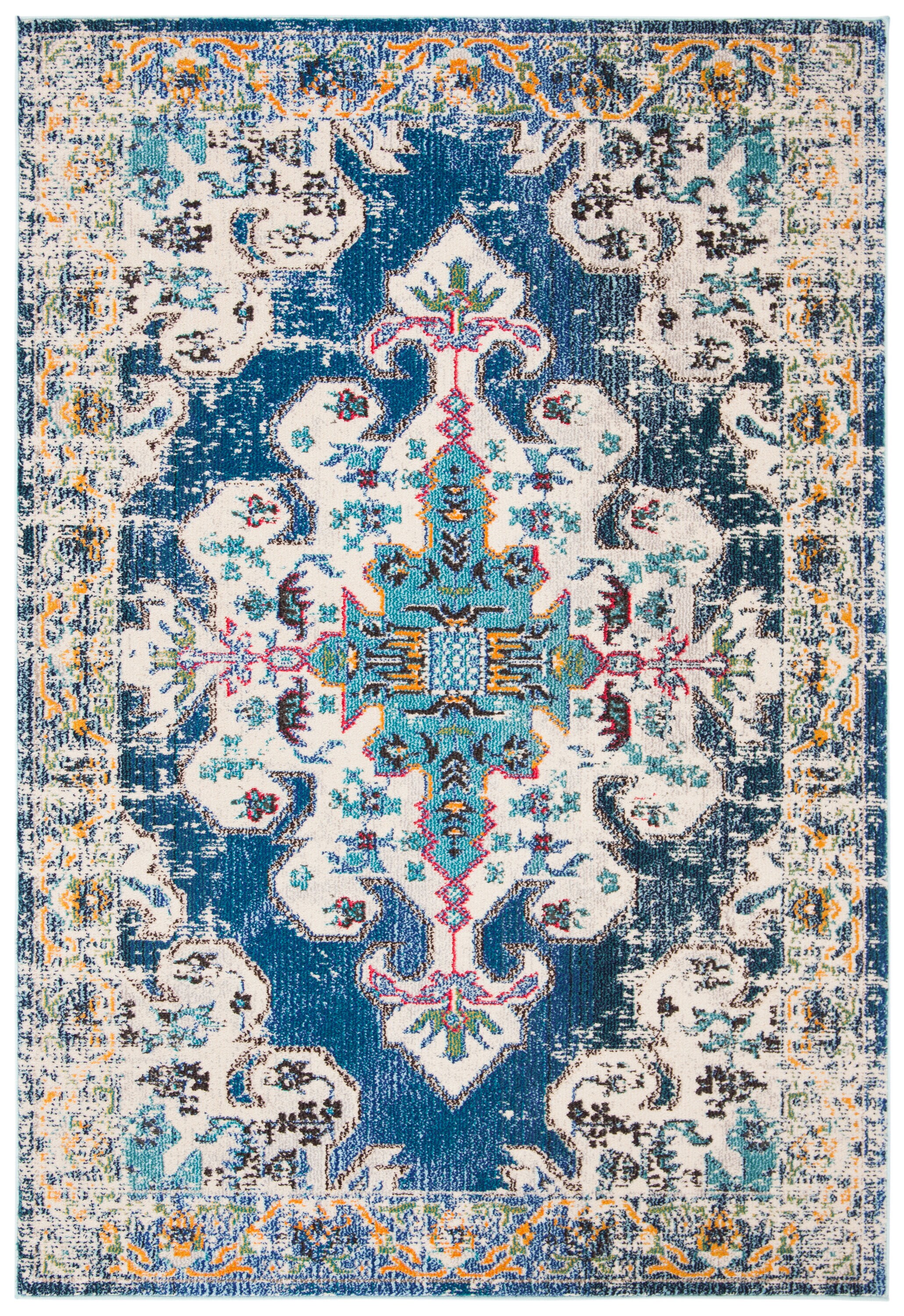 Safavieh Madison Kenora 9 x 12 Navy/Gray Indoor Distressed/Overdyed Vintage Area Rug
