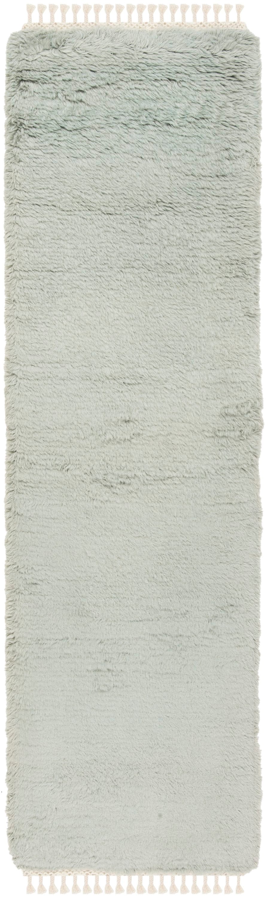 Safavieh CSB150B-28 Casablanca Meknes Shag 2 x 8 (ft) Knotted Wool Blue Rectangular Indoor Solid Farmhouse/Cottage Runner rug