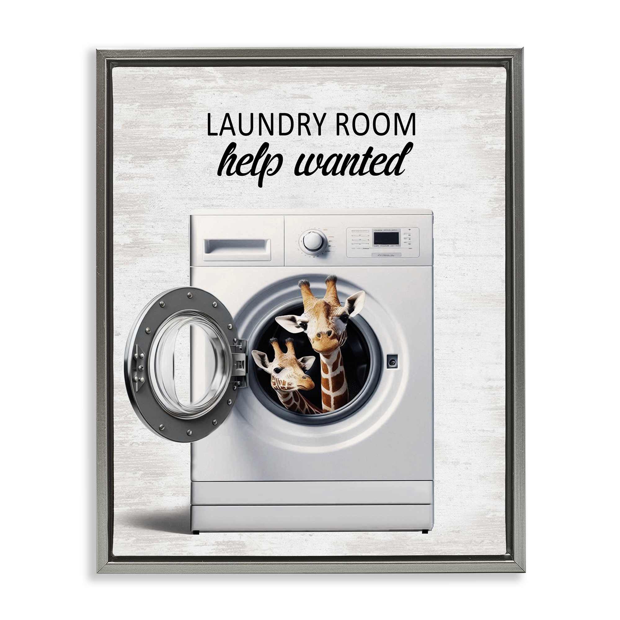 Stupell Industries BS-858-FFL-16X20 Laundry Room Help Wanted Gray Framed Floater Canvas Wall Art By Lettered and Lined 17 x 21