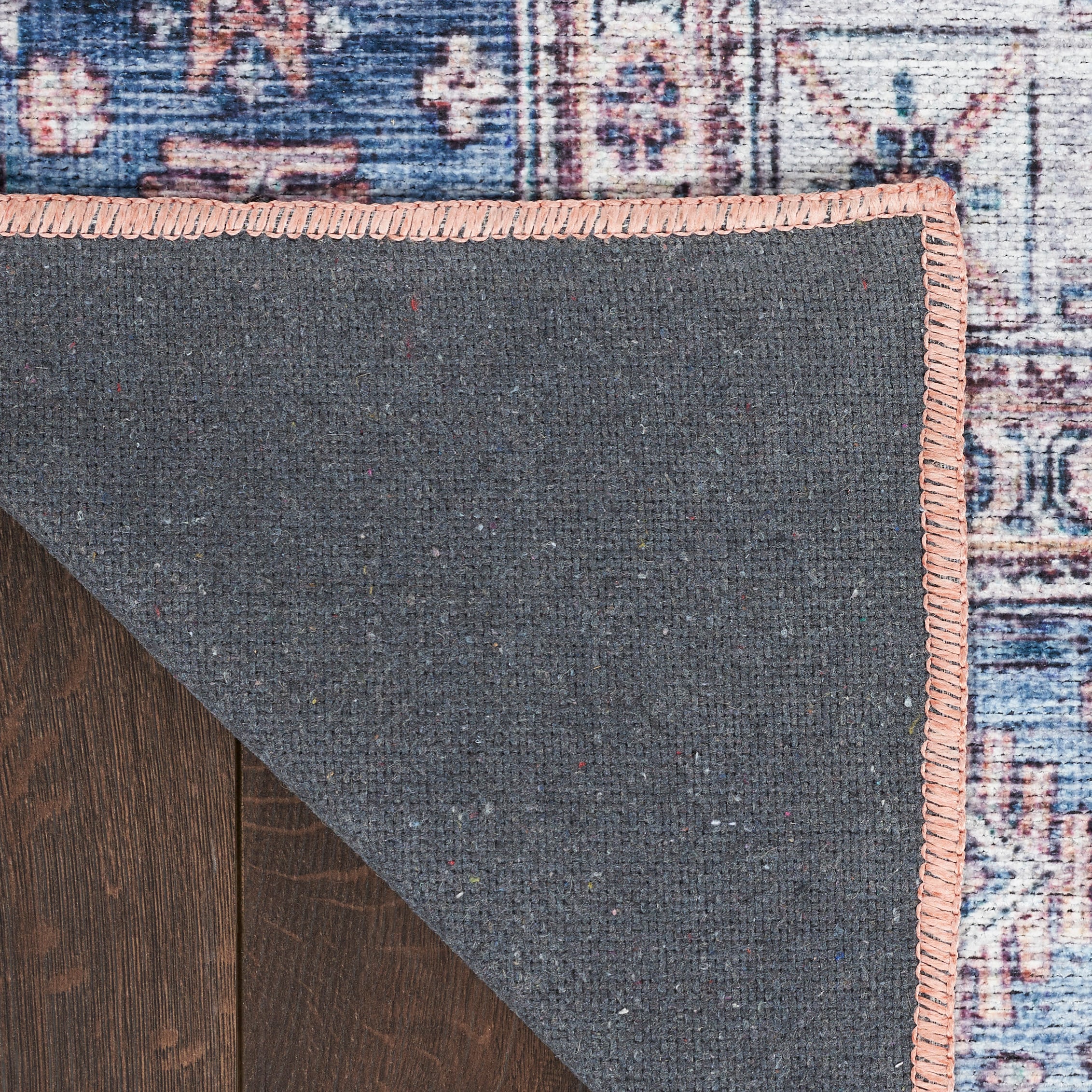 Vintage Charm Blue Multi 4' x 6' Flat Woven Washable Wool Blend Rug