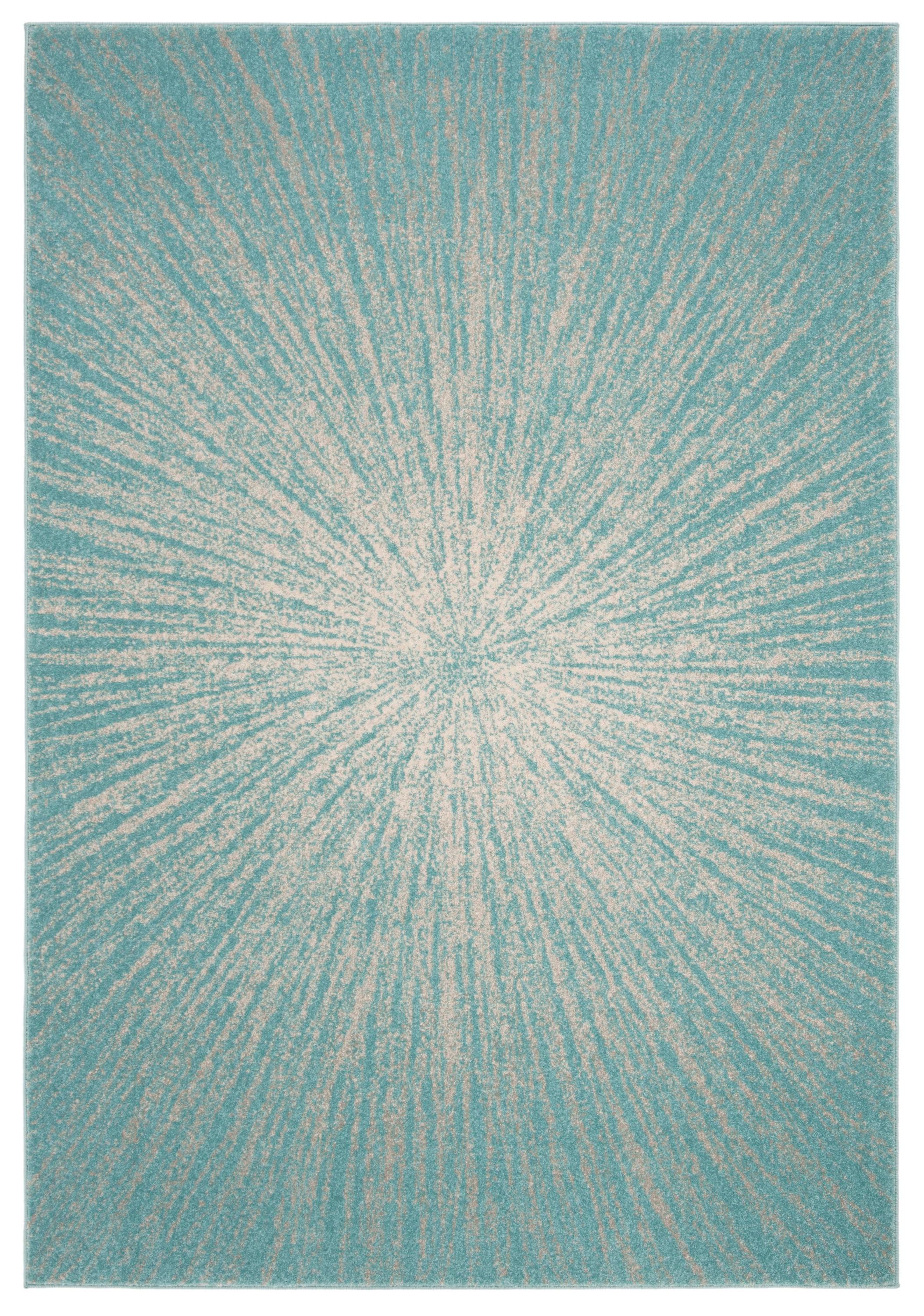 Safavieh EVK228J-5 Evoke Jude 5 x 8 (ft) Loomed Synthetic Aqua/Ivory Rectangular Indoor Abstract Bohemian/Eclectic Area rug