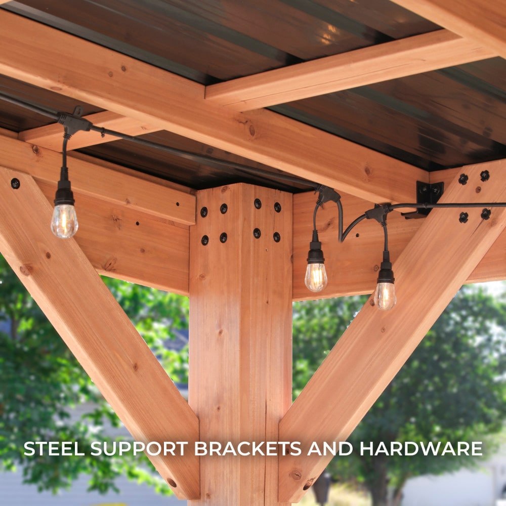 Arcadia 24'x12' Cedar Wood Gazebo with Galvanized Steel Roof