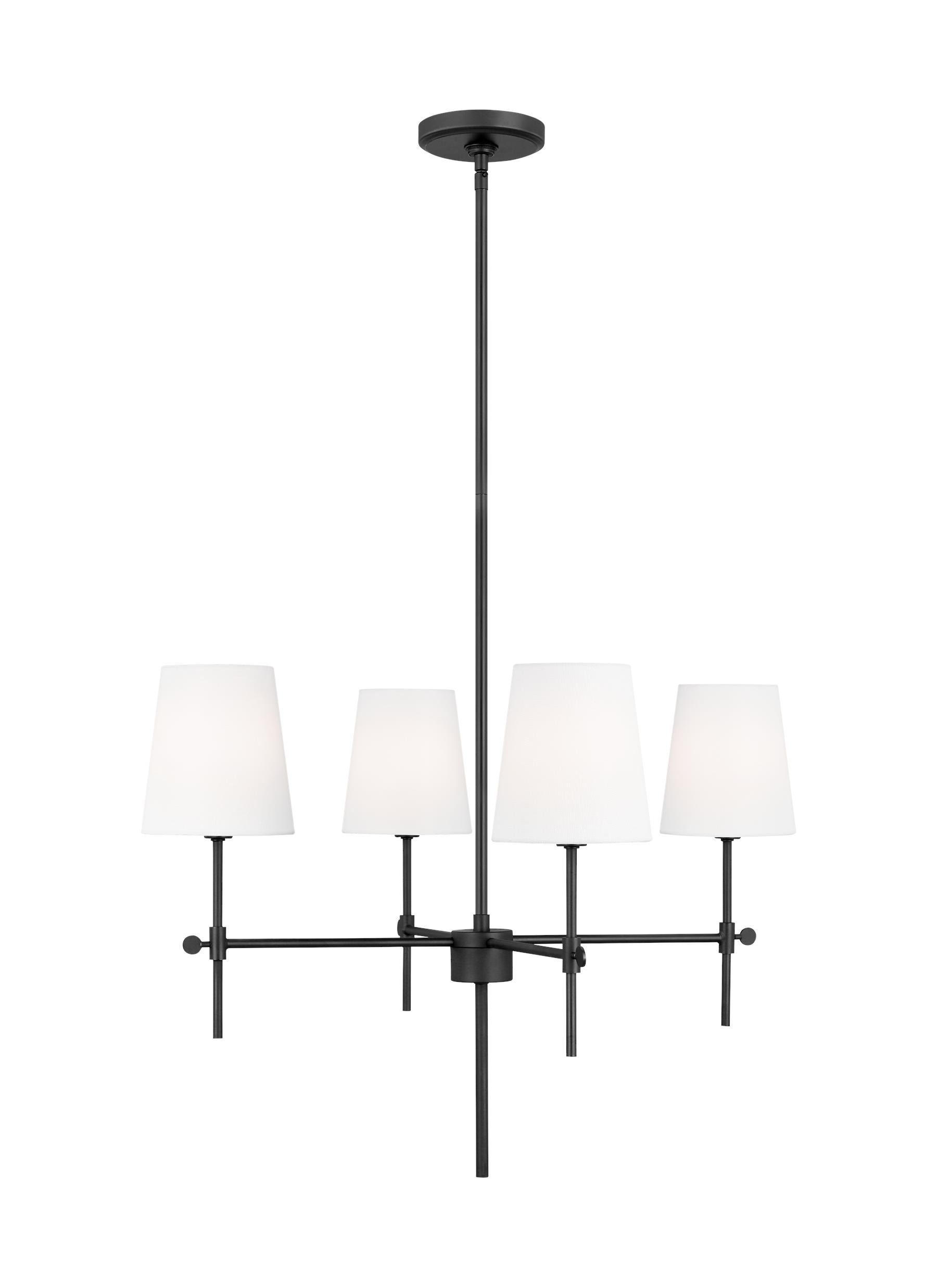 Generation Lighting 3187204EN-112 Baker 4 -Light Black Transitional For Use in Bedrooms, Dining Rooms, Foyers, Kitchens, Living Rooms Chandelier