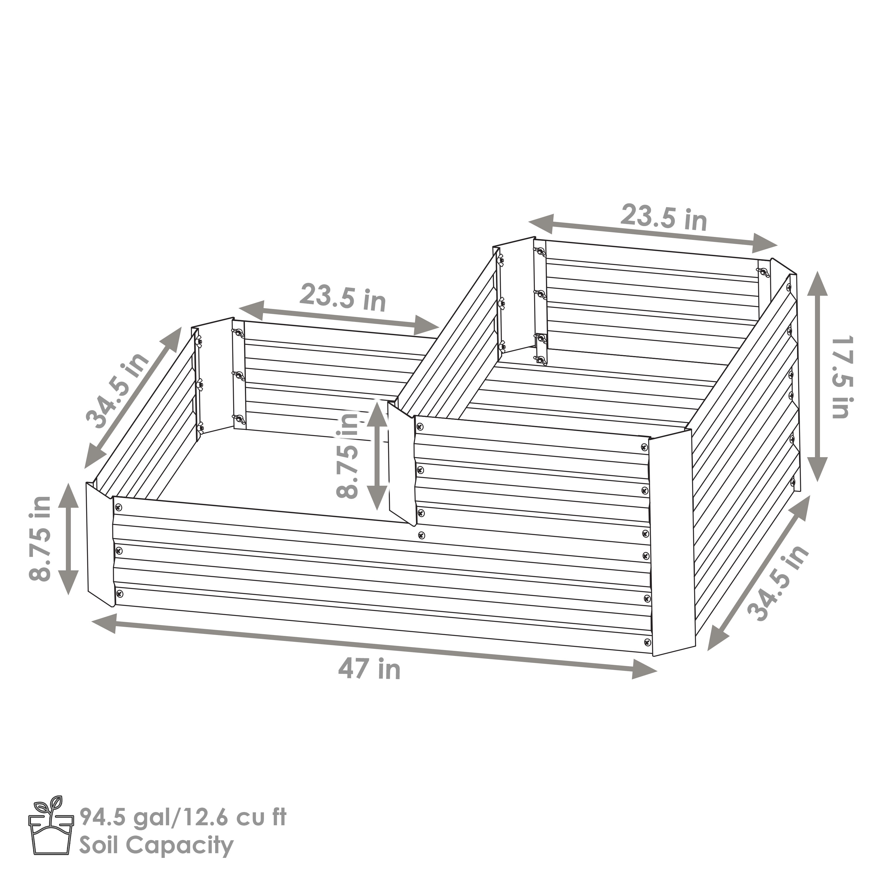 Sunnydaze Decor 47-in W x 34.5-in L x 17.75-in H Elevated Silver ...