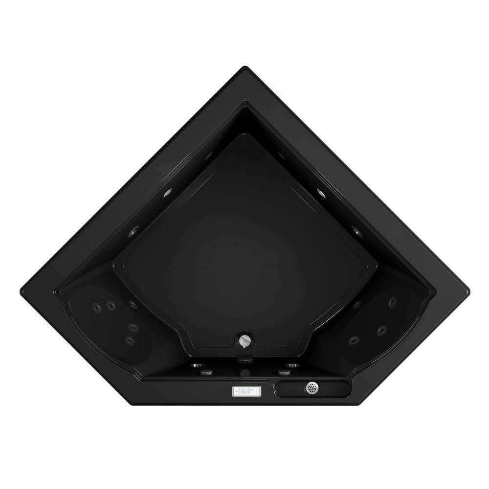 Jacuzzi FUZ6666WCL4CWB FUZION 65.75-Inches x 65.75-Inches Black Acrylic Corner Drop-in Whirlpool tub Drain ( Front center Drain )