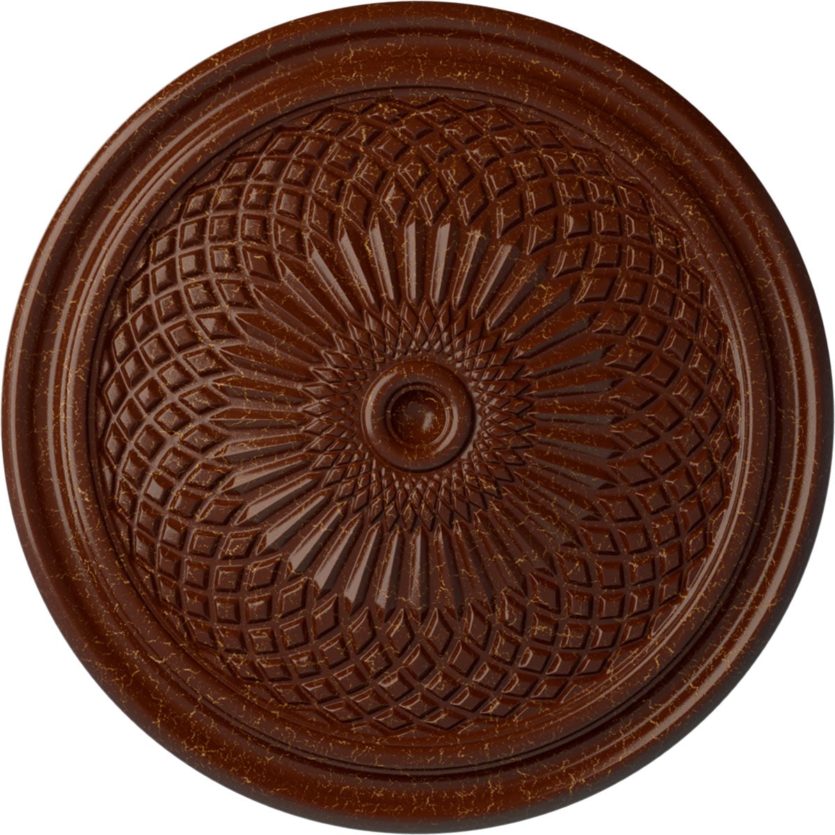 Ekena Millwork CM22TNBMC Trinity 22-in W x 22-in L Painted Burnished Mahogany Crackle Polyurethane Whole Ceiling Medallion