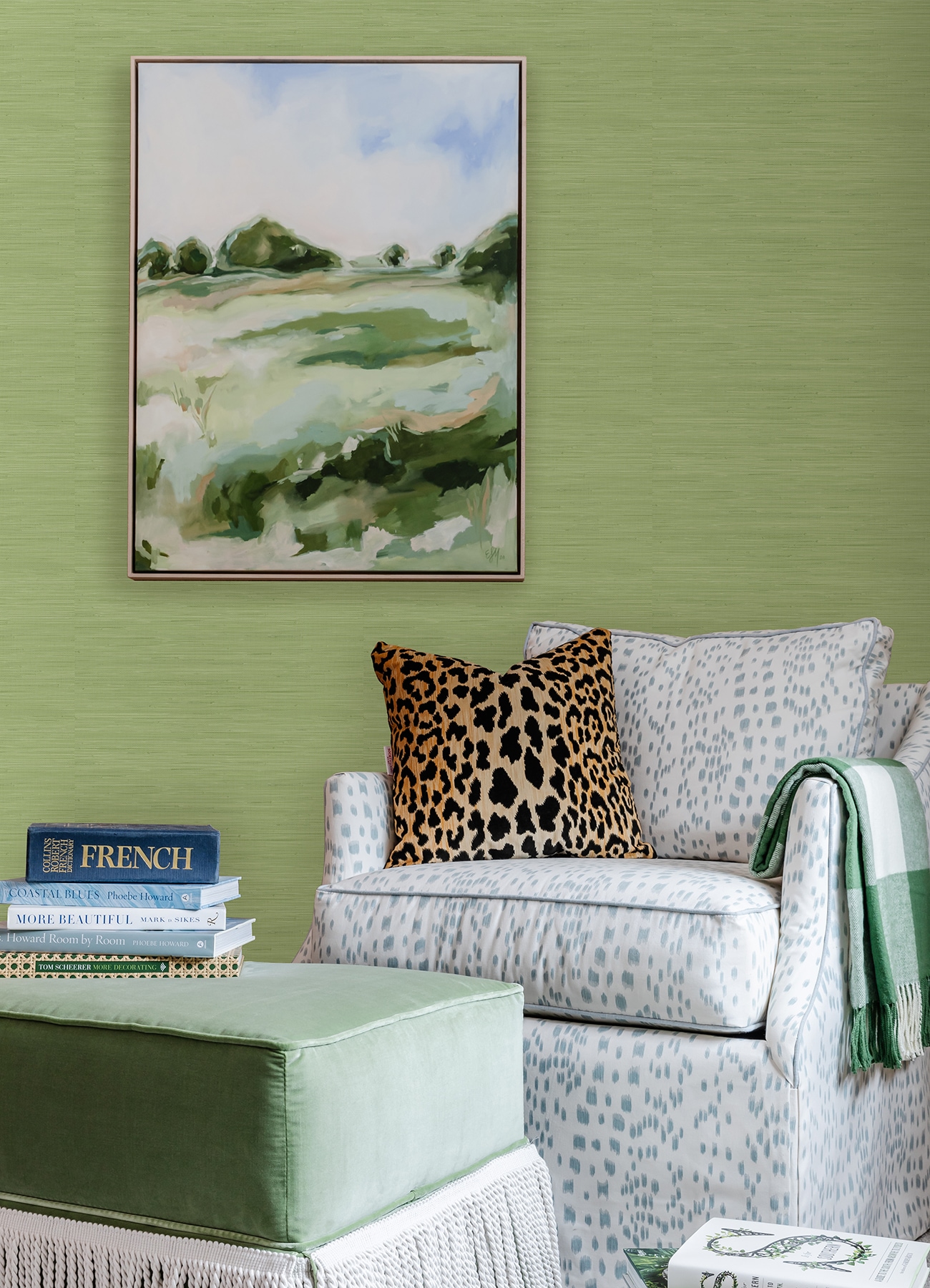 Citrus Green Faux Grasscloth Peel and Stick Wallpaper Roll