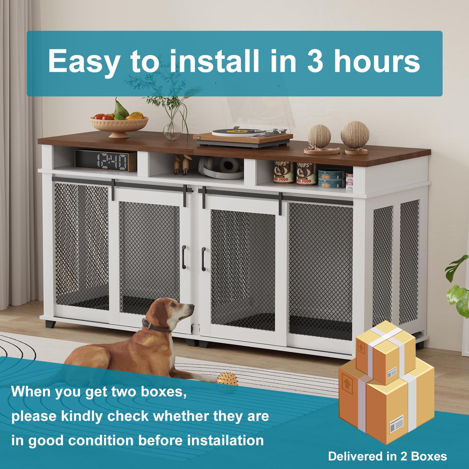 Photo inspiration: Gallery Detail: Garvee 71 In Large Dog Crate Furniture Double Kennel With
