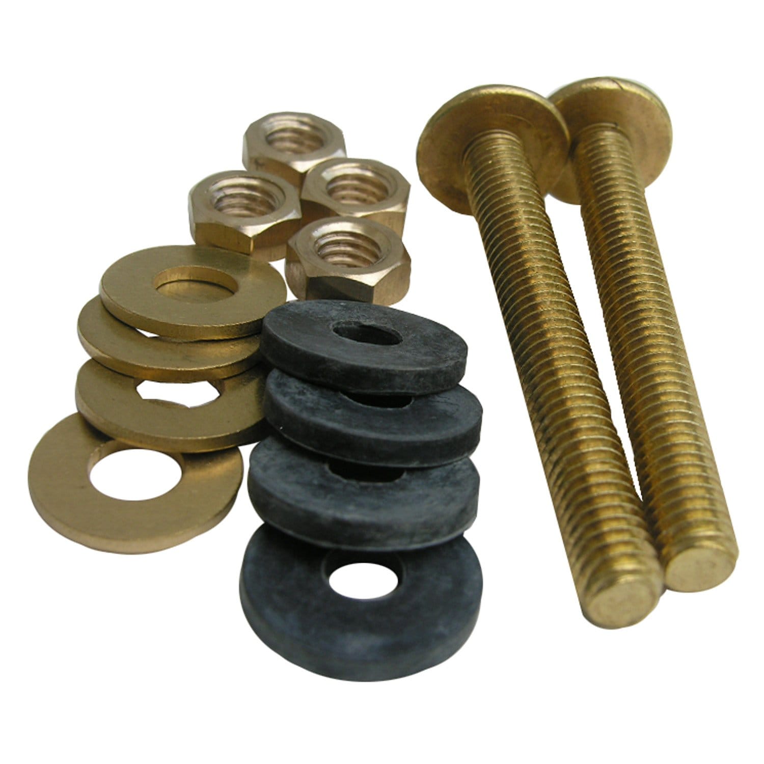 LASCO  Toilet Tank-to-Bowl Bolts with Rubber  Brass Washers and Hex Nuts - 3/8 x 3-1/8 - 6-Pack - Silver