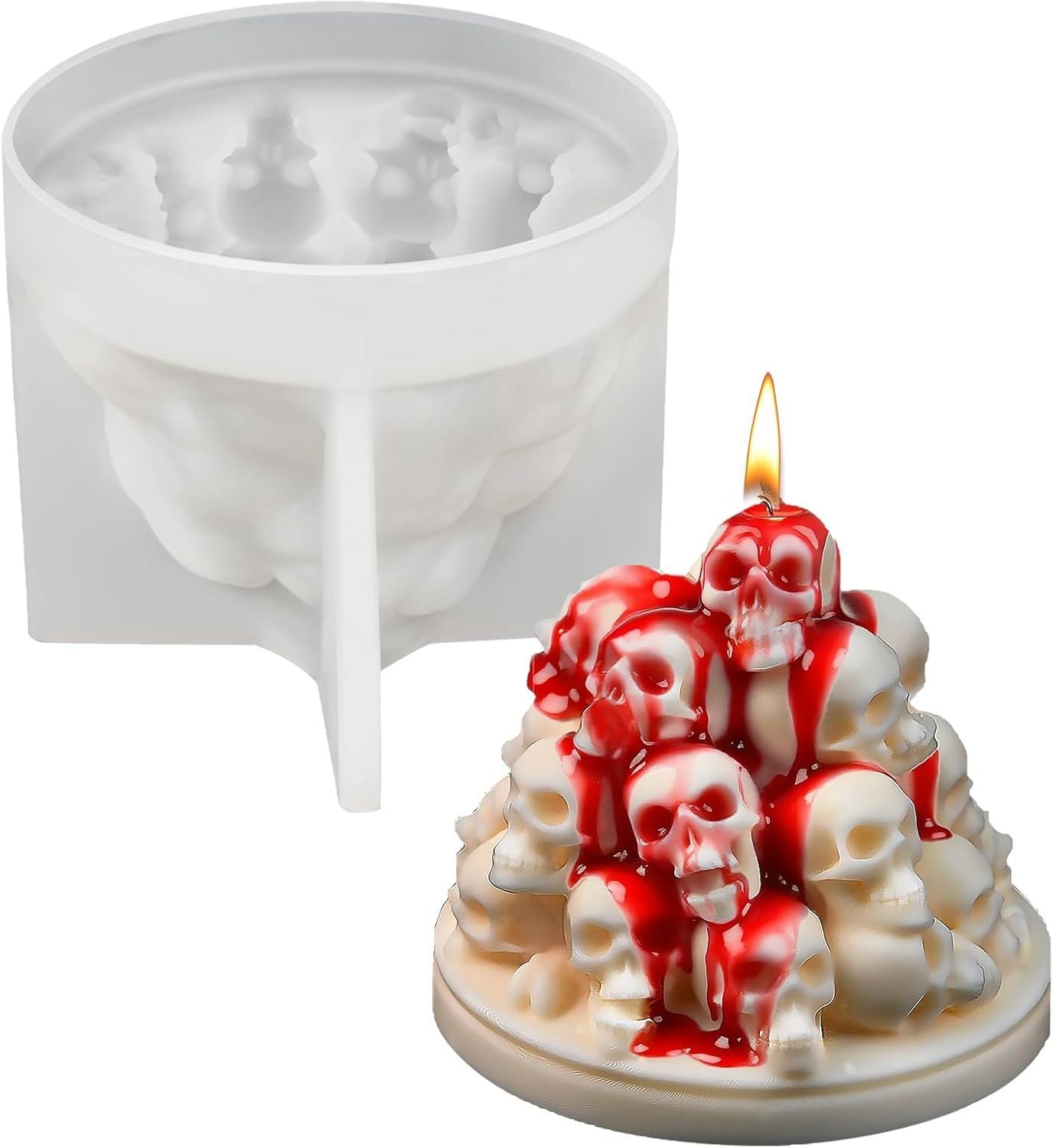 ROSMENA 3D Skull Silicone Mold for Resin Candle Soap and Whiskey Ice Making