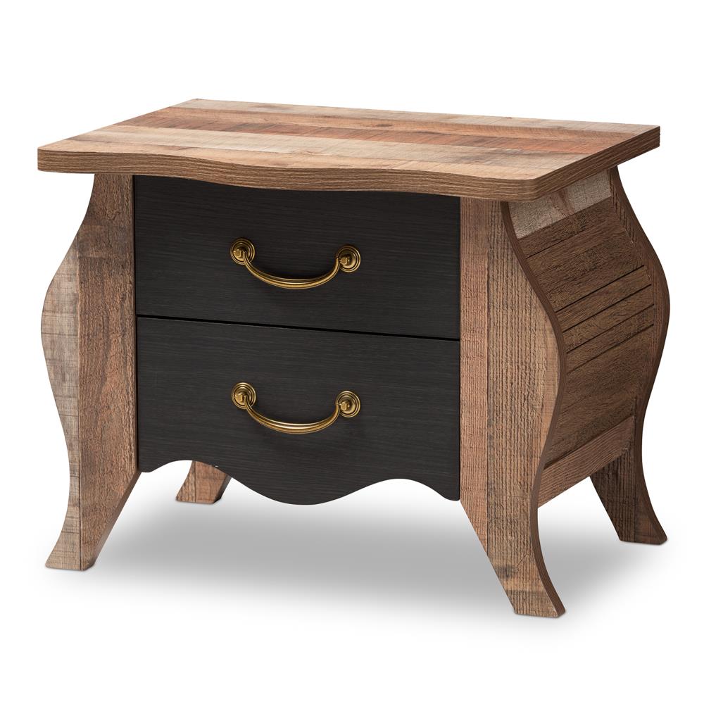 Baxton Studio Romilly Black Rubberwood Nightstand in the