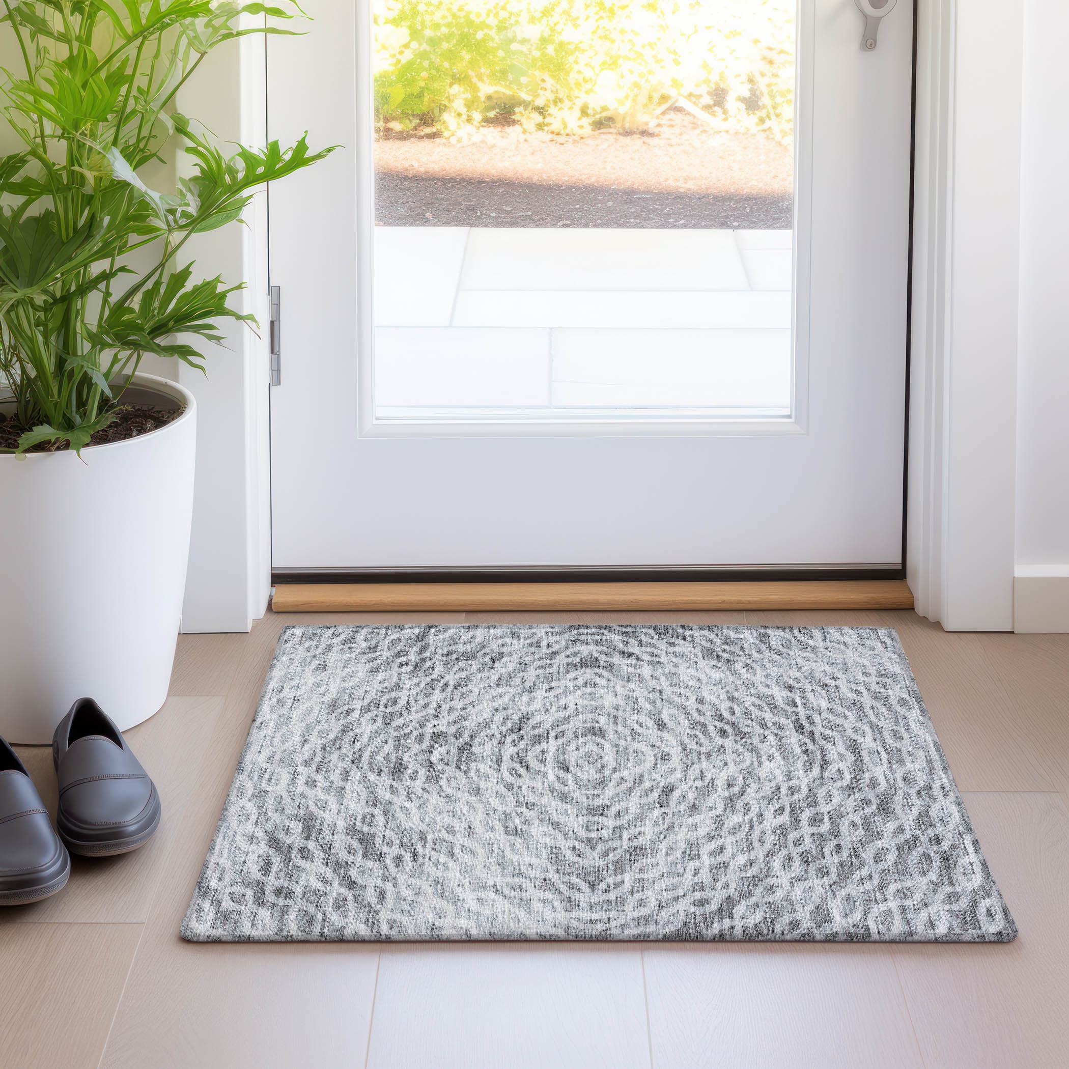 Addison Rugs AMF74AS20X30 Mayfield AMF74AS 2 x 3 (ft) Loomed Polyester Ash Rectangular Indoor Abstract Machine washable Area rug