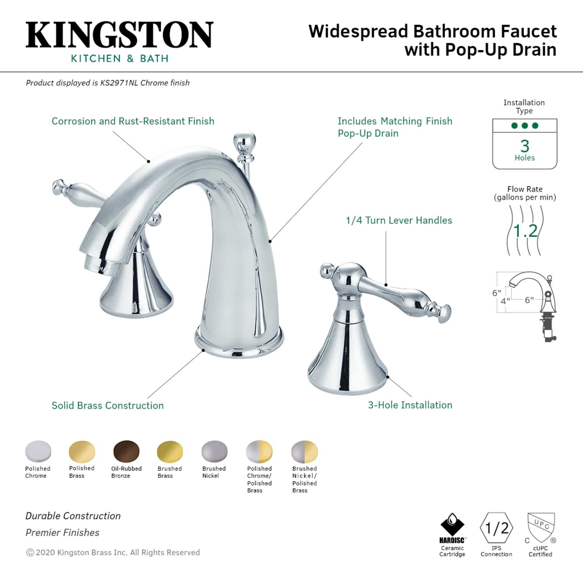 Elements of Design ES2975NL Lavatory-Faucets - View #3
