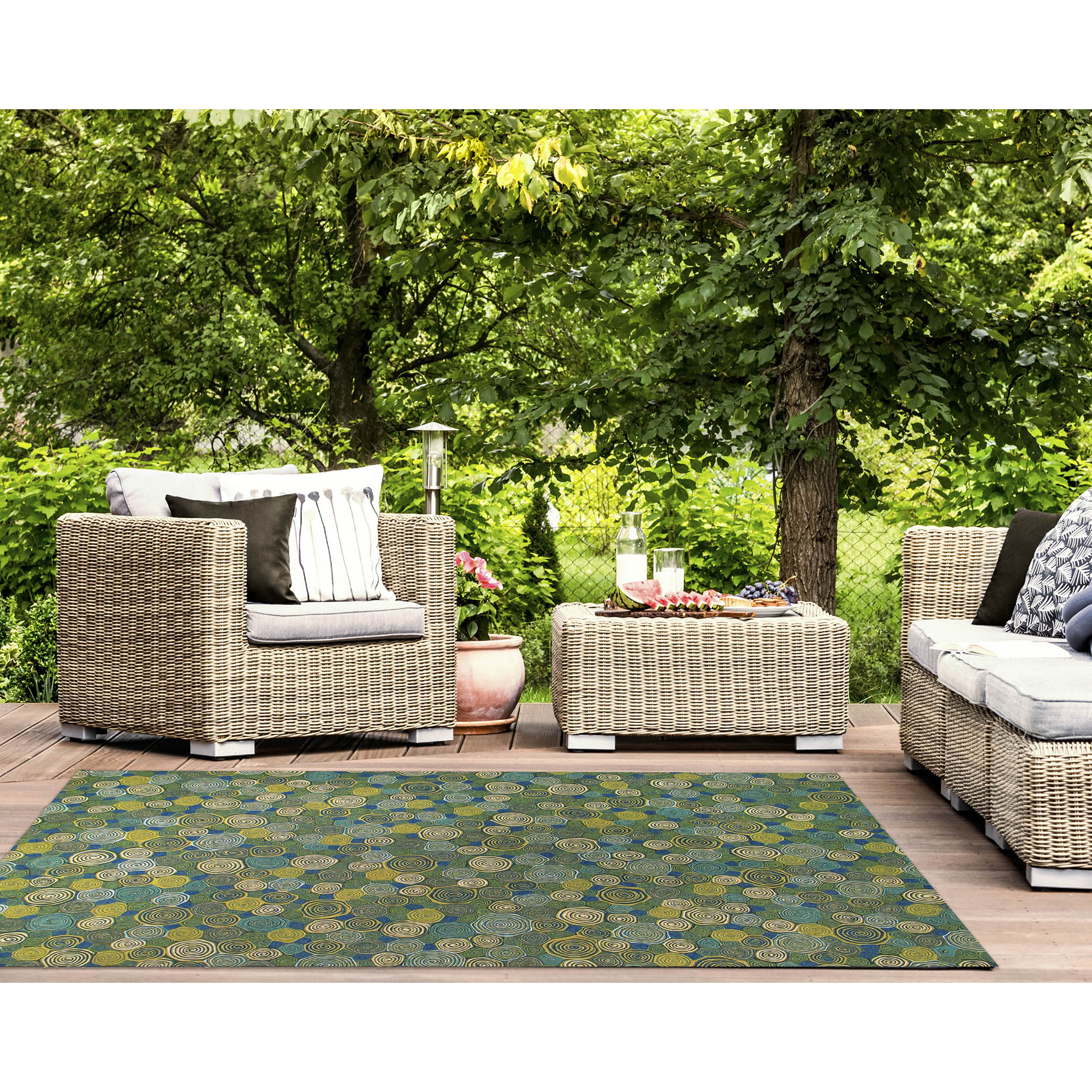 Liora Manne VEB58310203 Visions III 5 x 8 (ft) Polyester Marina Rectangular Indoor/Outdoor Abstract Bohemian/Eclectic Area rug