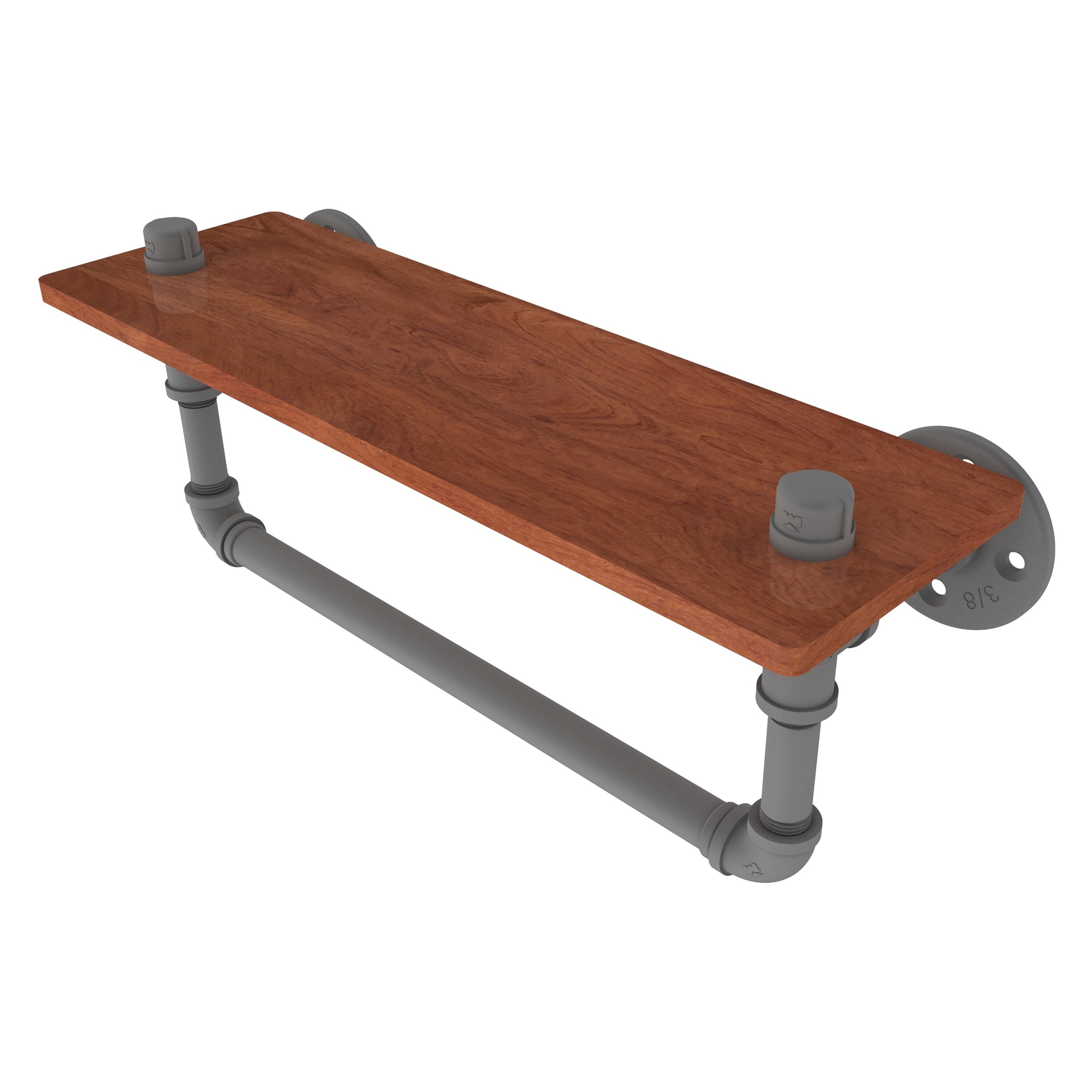 Allied Brass P-460-16-WSTB-GYM Pipeline Matte Gray Metal Wall mount Bathroom Shelf ( 16-in x 6.5-in x 5-in )