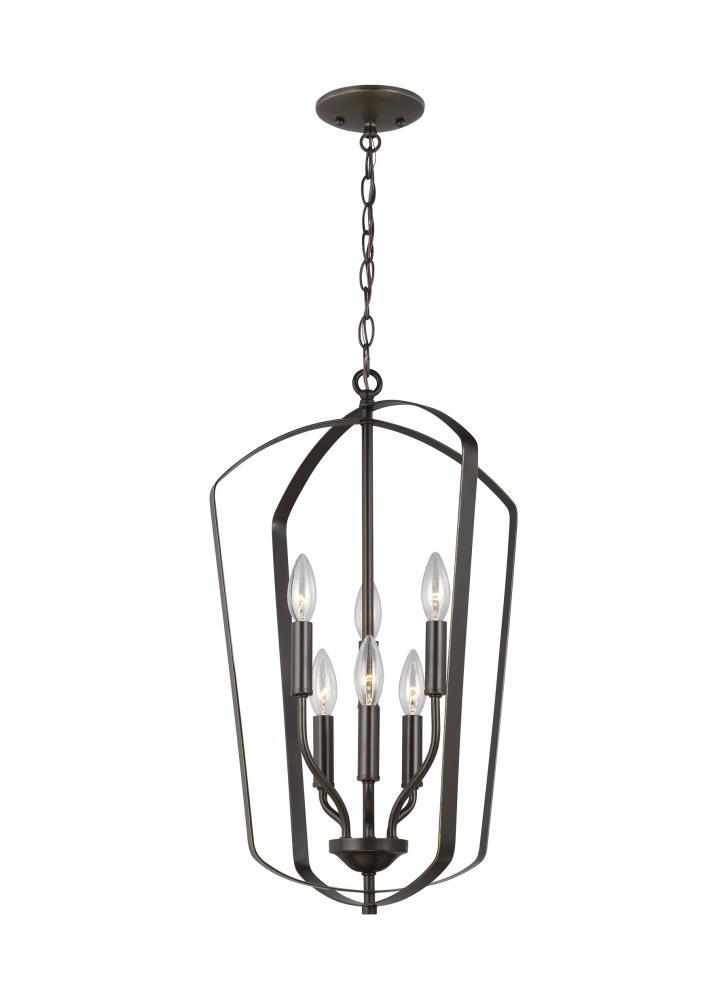 Generation Lighting 5134906-710 Romee 6 -Light Bronze Transitional Geometric Medium Hanging Pendant light