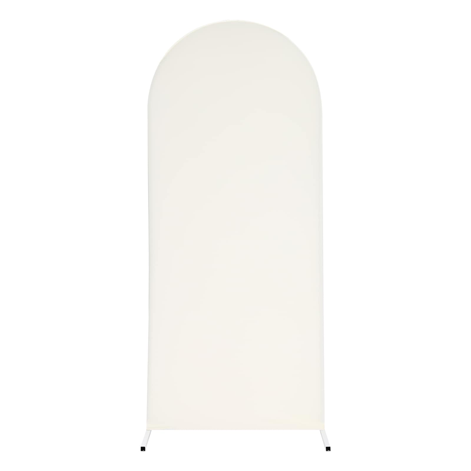 CNCEST YLJHKT-002100 2.62-ft W x 5.91-ft H Arched Beige Background with White Arch for Party Steel Garden Arbor