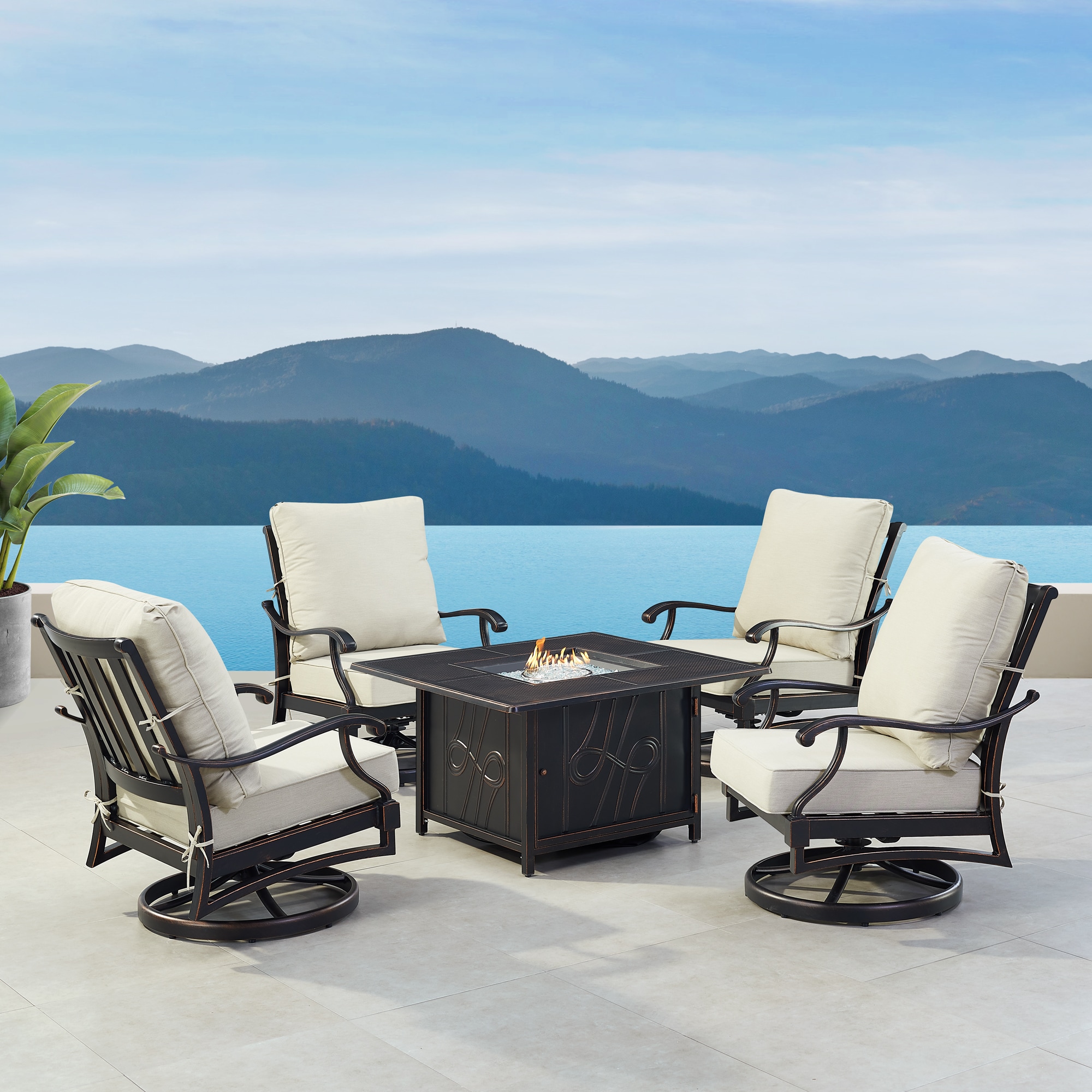 Oakland Living SHAO4CHREGISLGCUA 14-Piece Patio Conversation Set with Gray Cushions
