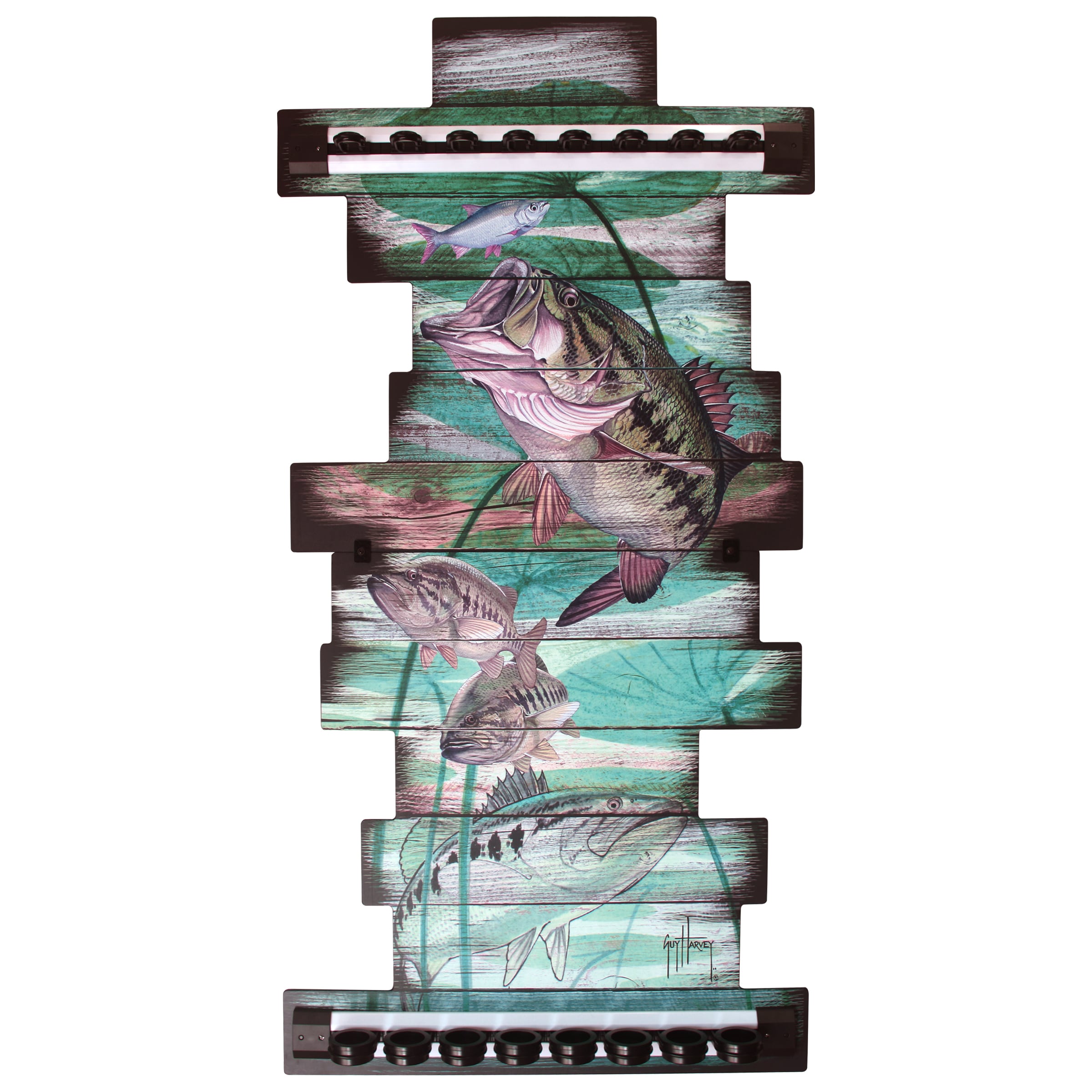 Guy Harvey 60-1000 Fishing Rod Wall Rack Fishing storage cabinet