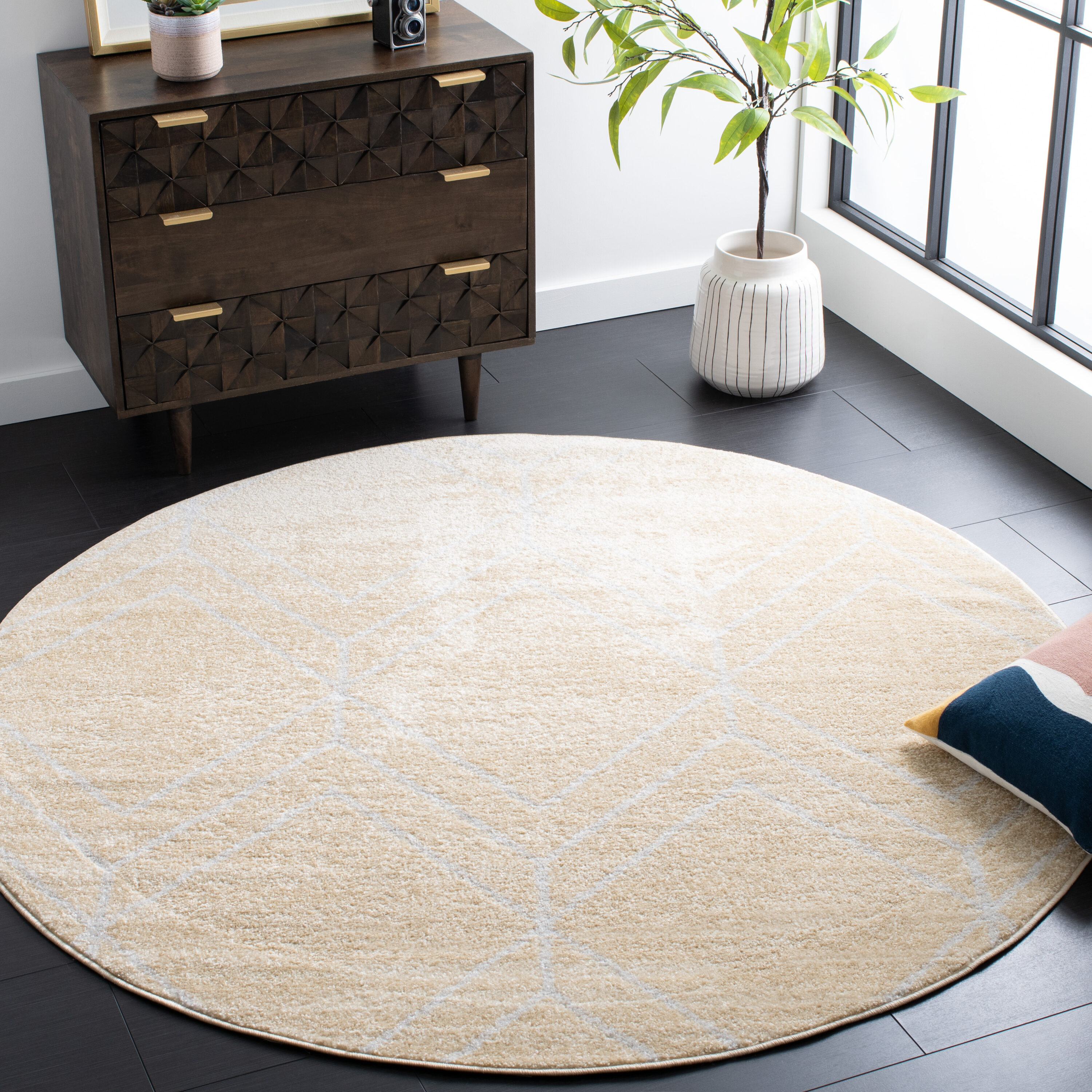 Adirondack 241D Gold Light Grey 6ft x 6ft Round Rug