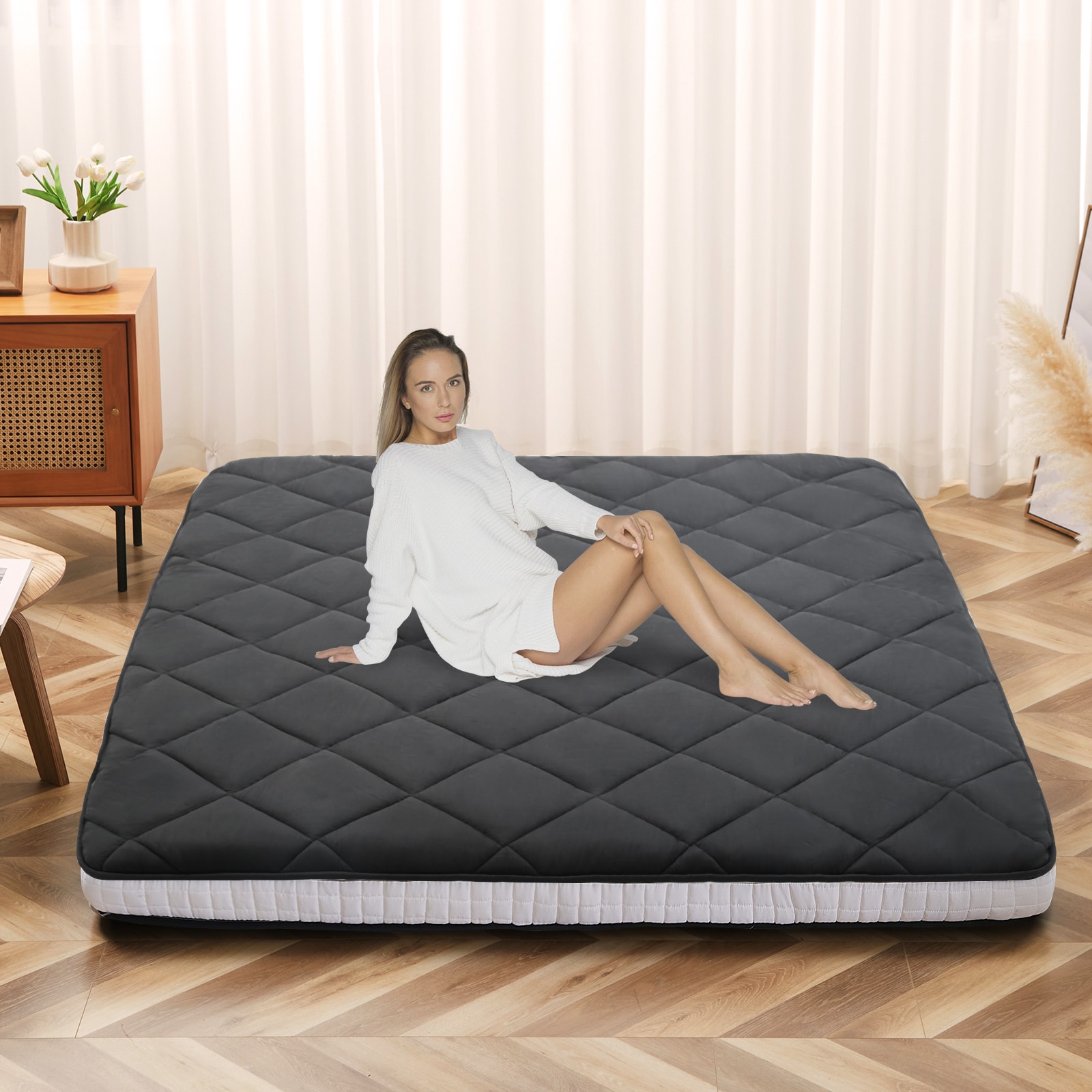 Esazn I1327138-BK-TWPLUS Futon Mattress 4-in Medium Twin Memory foam Mattress in a Box