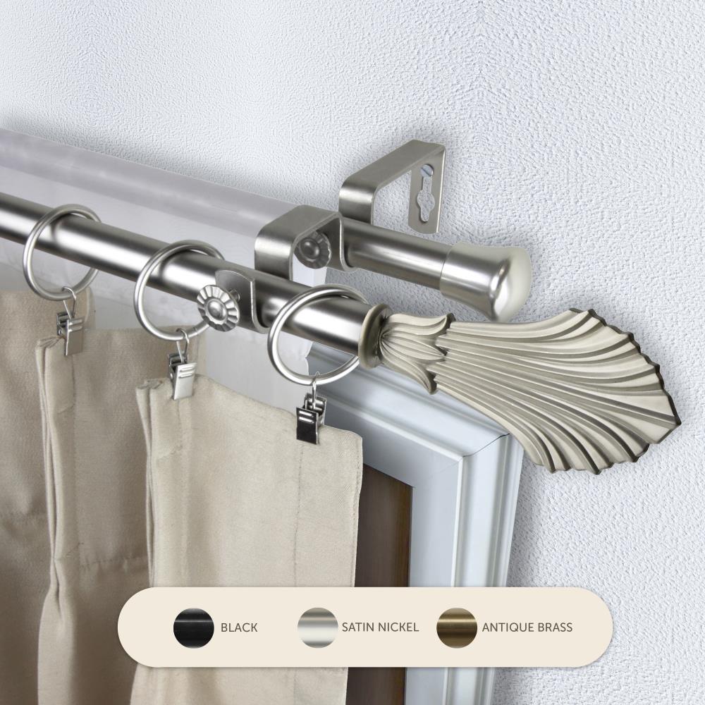 Hart & Harlow L4724-995 13/16-in Sherli 120-in to 170-in Satin nickel Steel Double curtain rod with Finials