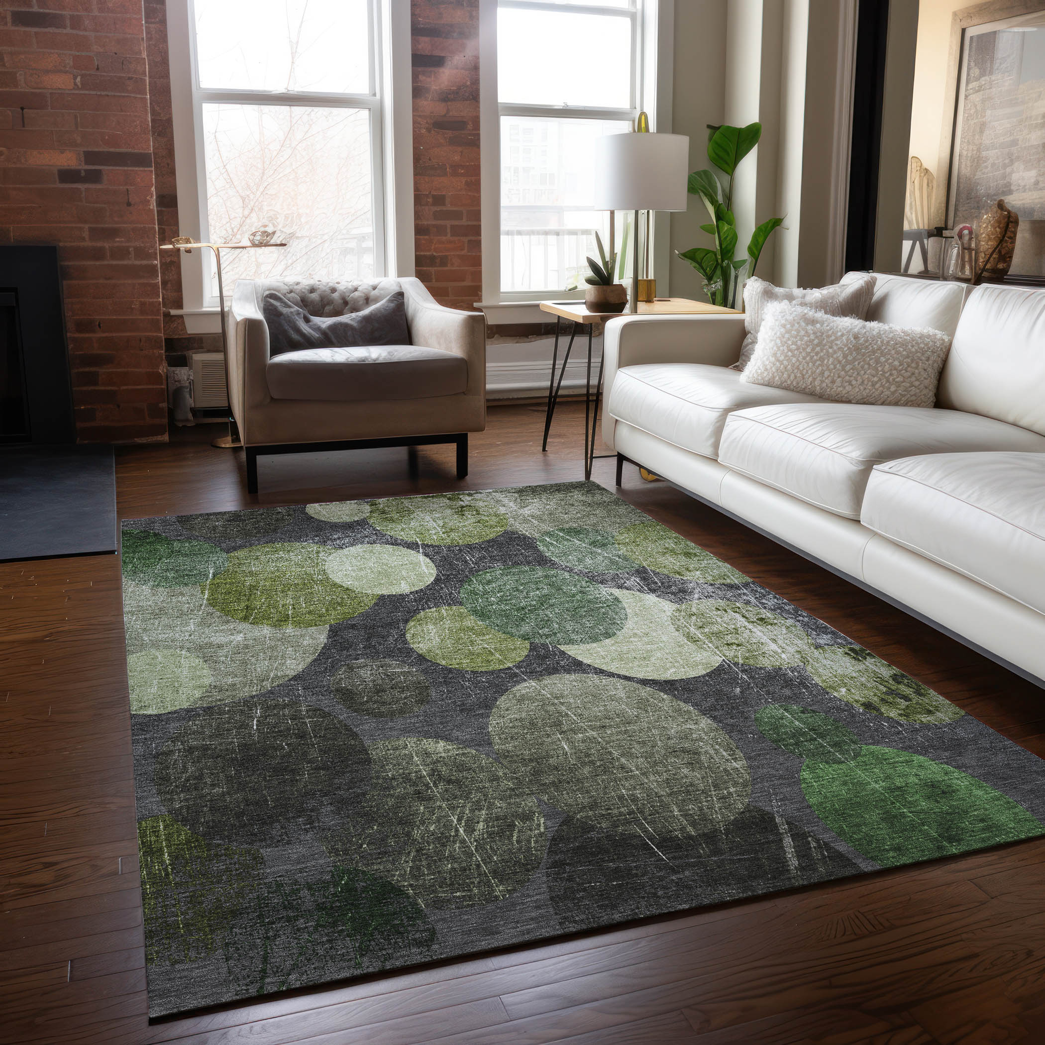 Addison Rugs ACN556GE5X8 Chantille ACN556GE 5 x 7 (ft) Polyester Green Rectangular Indoor/Outdoor Abstract Machine washable Area rug