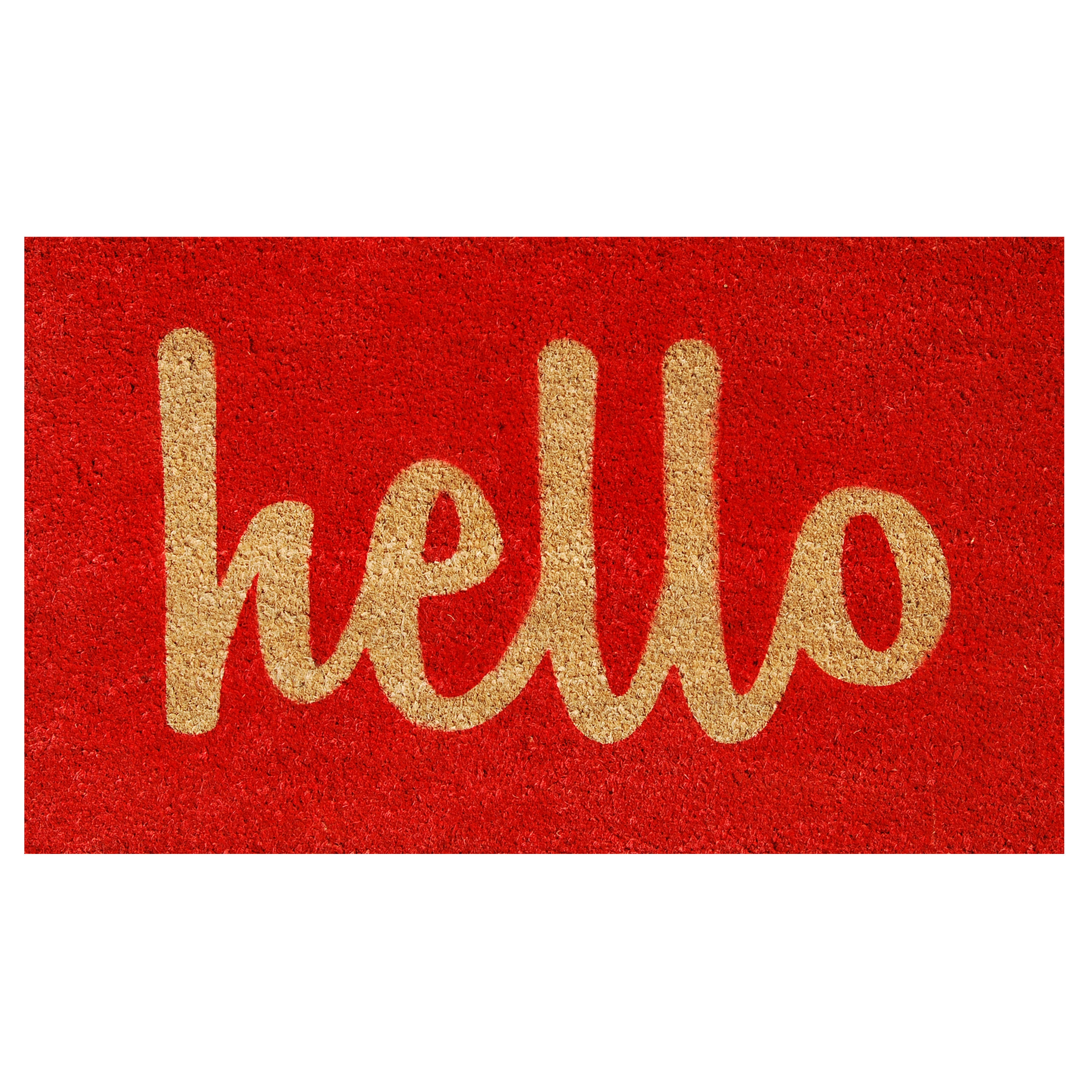Callowaymills 100301729RNS 1-ft x 2-ft Red/Natural Coir/Vinyl Rectangular Indoor or Outdoor Decorative Hello Door Mat
