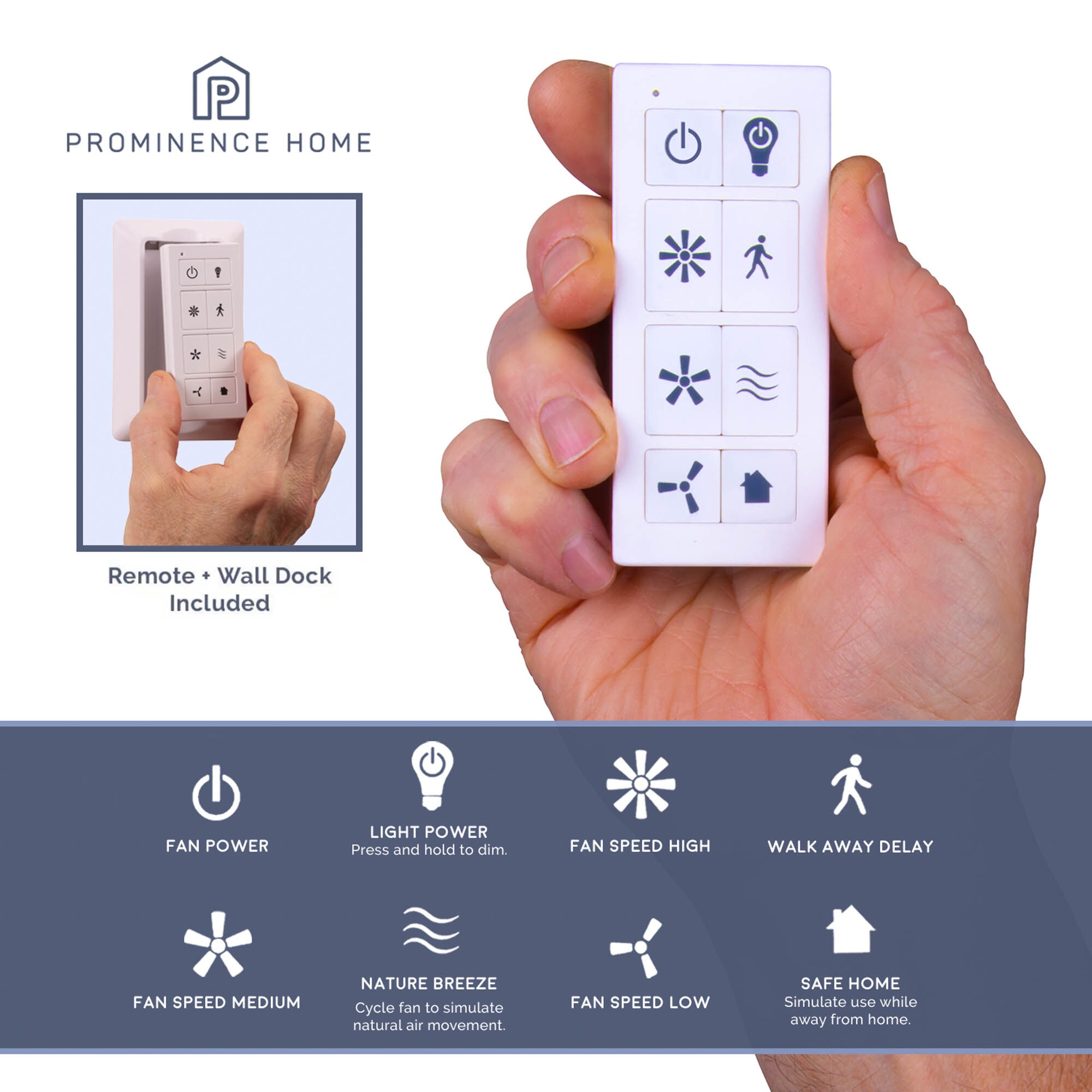 Universal White Matte Plastic Ceiling Fan Remote Control Kit