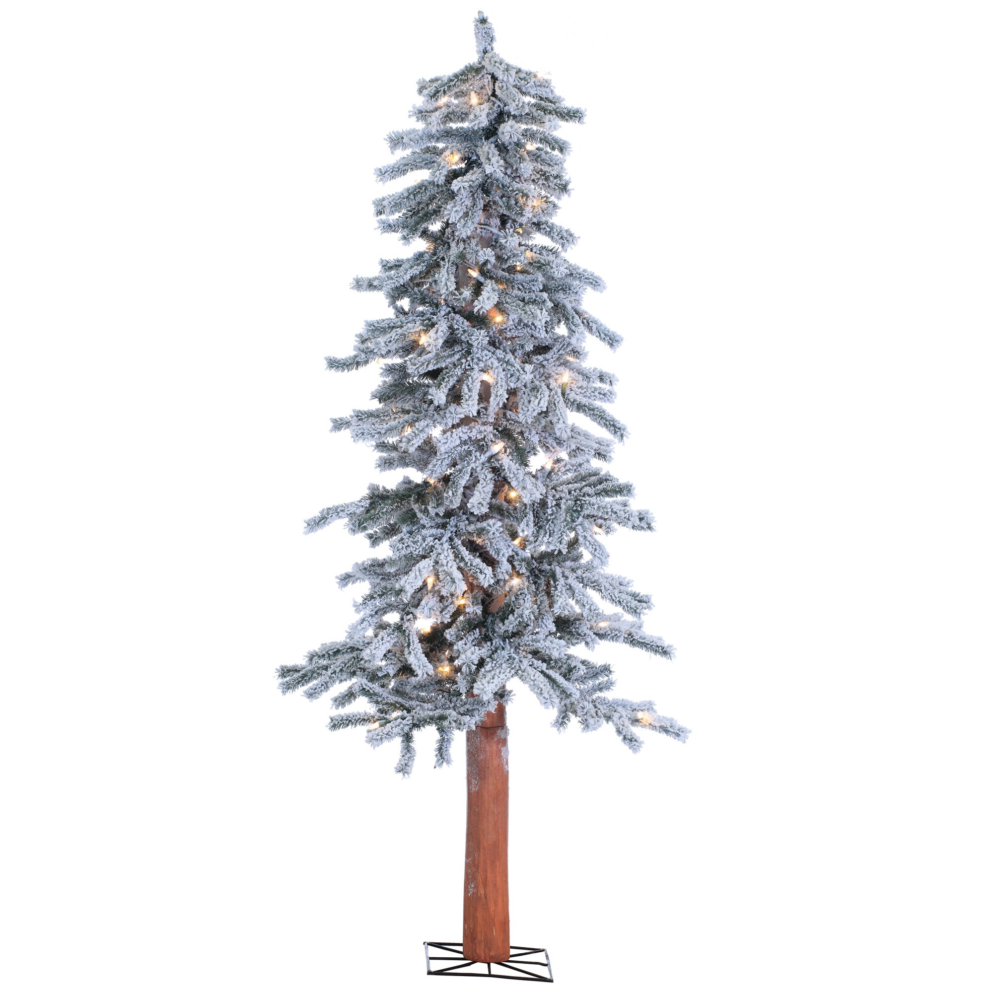 Sterling Tree Company 5814-50C 5-ft Alpine Pre-lit Flocked Artificial Christmas Tree 100 Constant White Clear Incandescent Lights