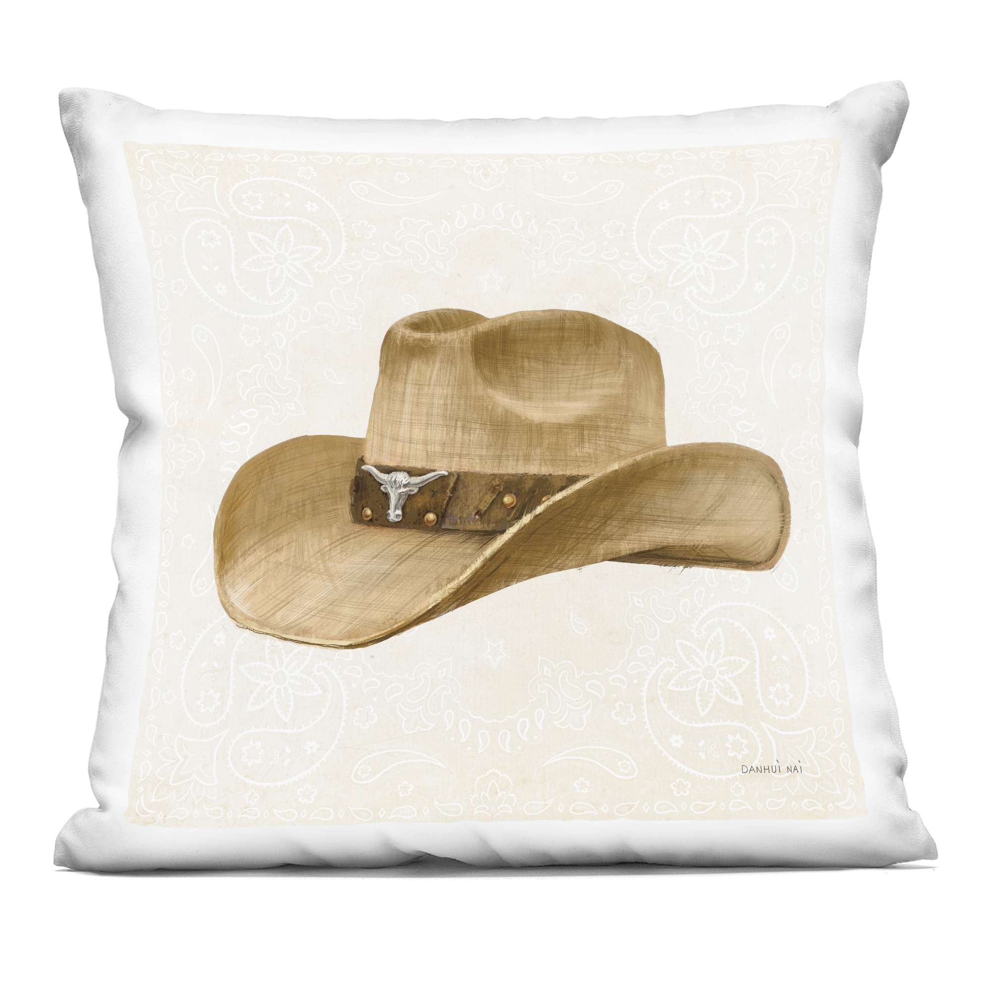 Stupell Industries PLQ-750-SQW-18X18 Cowboy Rider of Range Decorative Printed Throw Pillow design by Danhui Nai 18 x 7 x 18