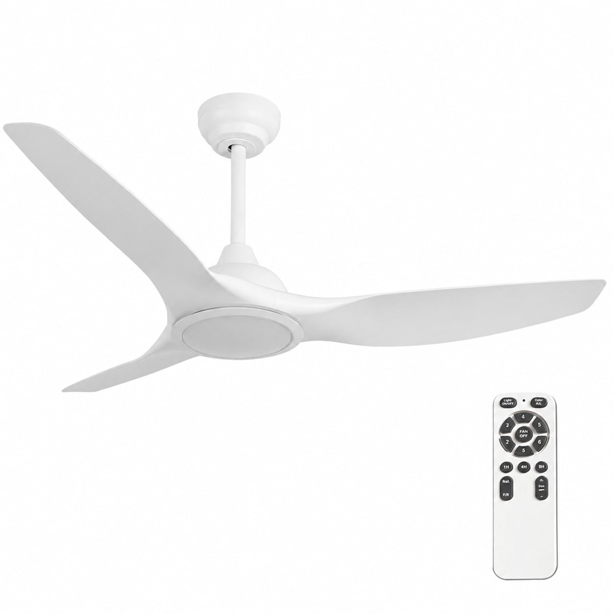 IUEST  52 Inch Quiet DC Motor White Ceiling Fan with Light Remote Control Indoor 3 Blade Modern Ceiling Fan for Bedroom Living Room