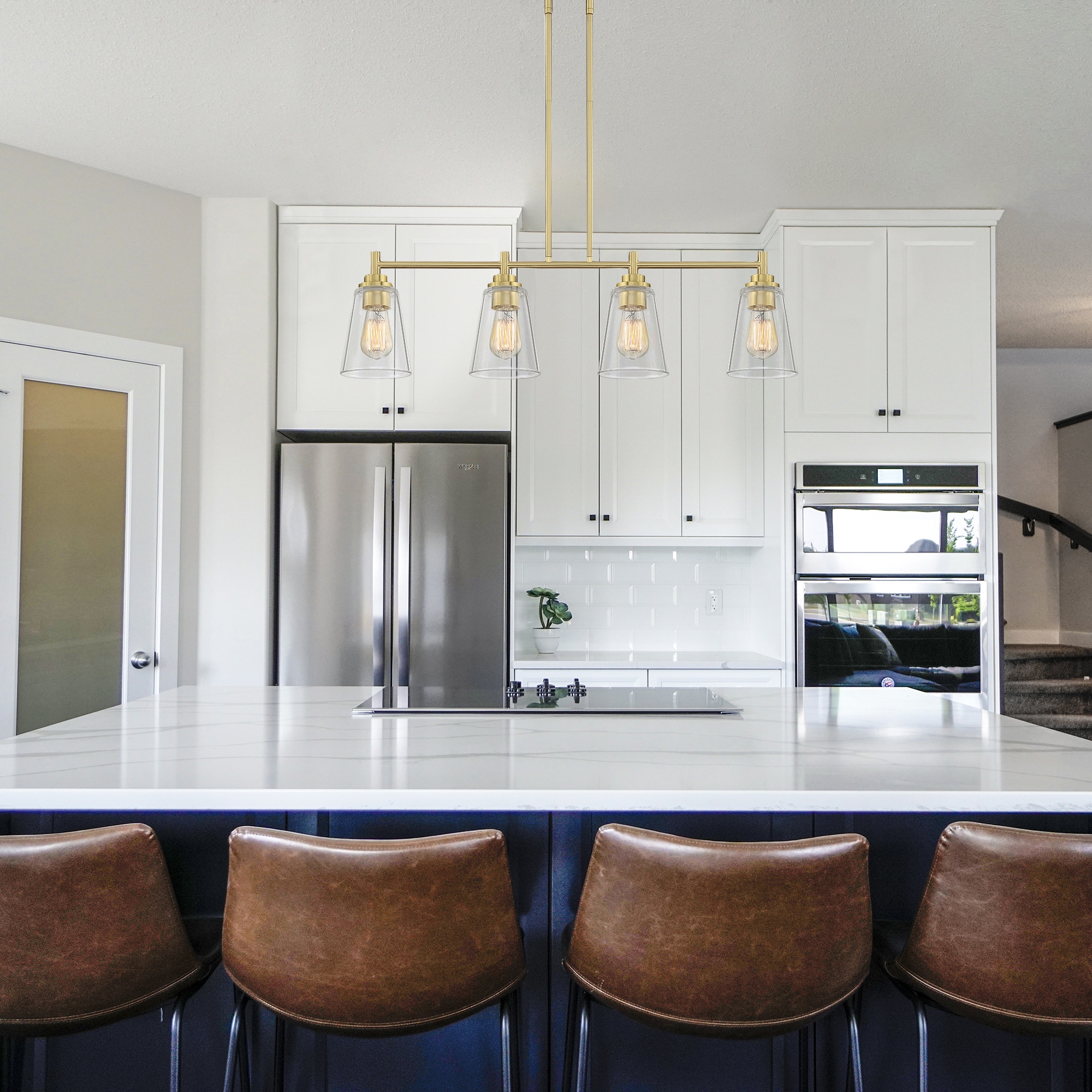 Westin 34'' Brushed Gold Modern Indoor/Outdoor Island Light with Clear Glass