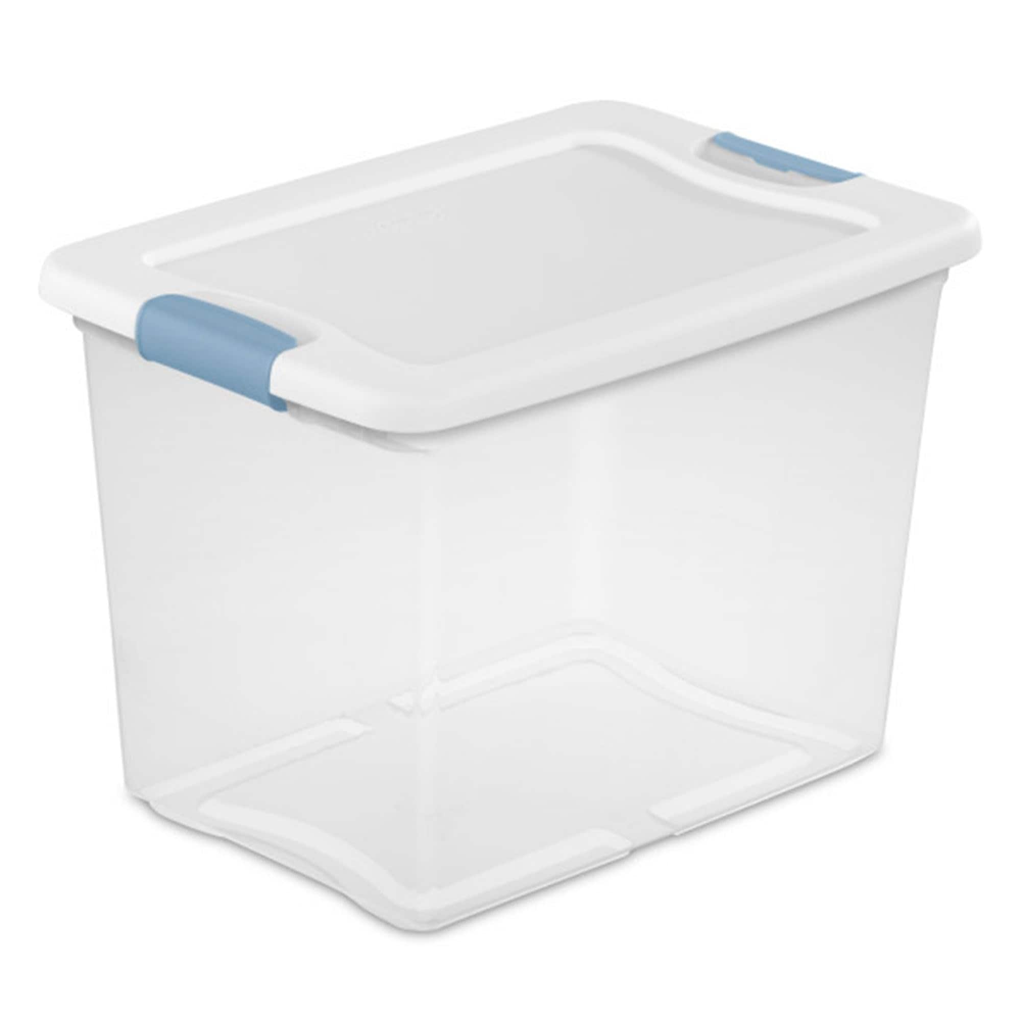 Sterilite DFP-AX-635384QTY-18 18-Pack Clear Stackable Storage Bins with Lids - 25 Quart Durable Organizers