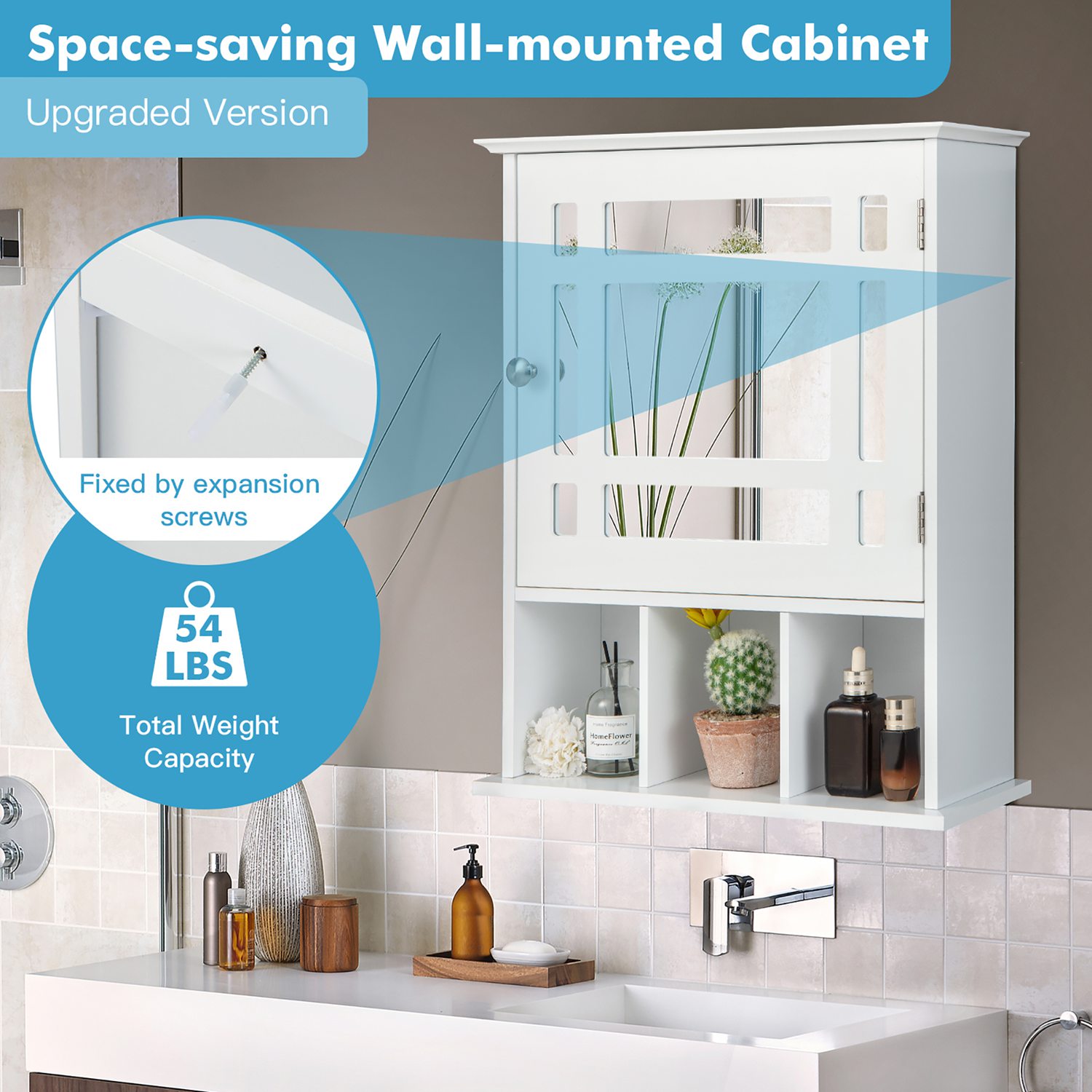 Costway CSHY000169 Bathroom-Wall-Cabinets - View #6