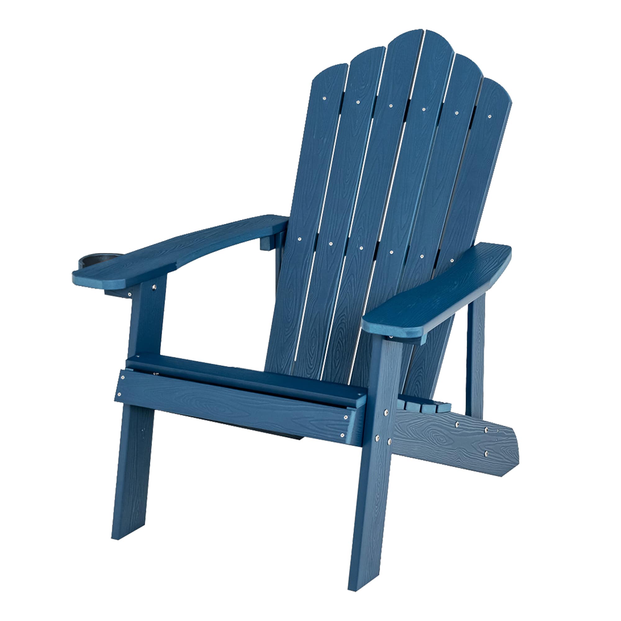 WELLFOR TDJ10983NY Navy Stationary Adirondack Chair with Slat Seat