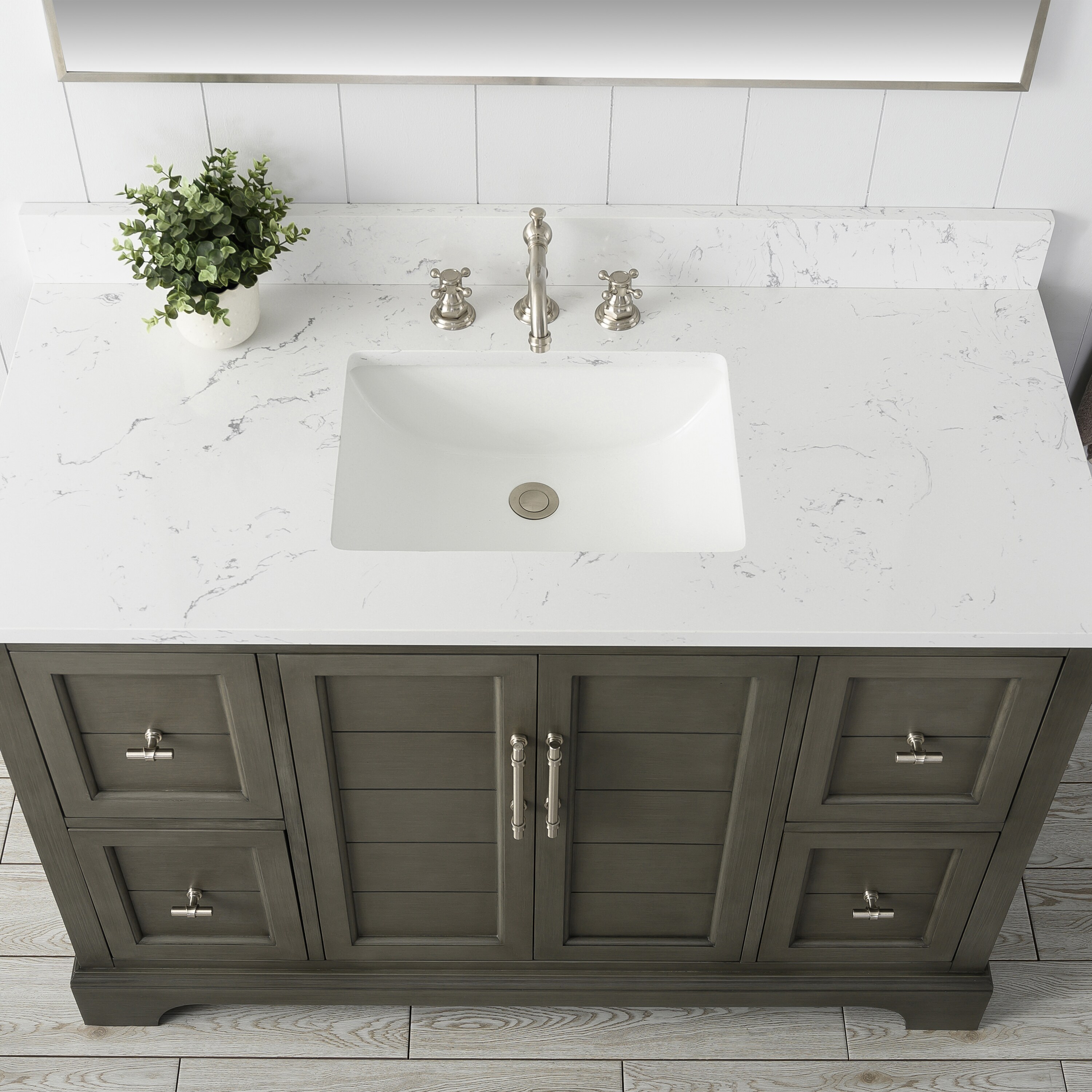 Silver Gray 48" Single Sink Bathroom Vanity with Engineered Marble Top