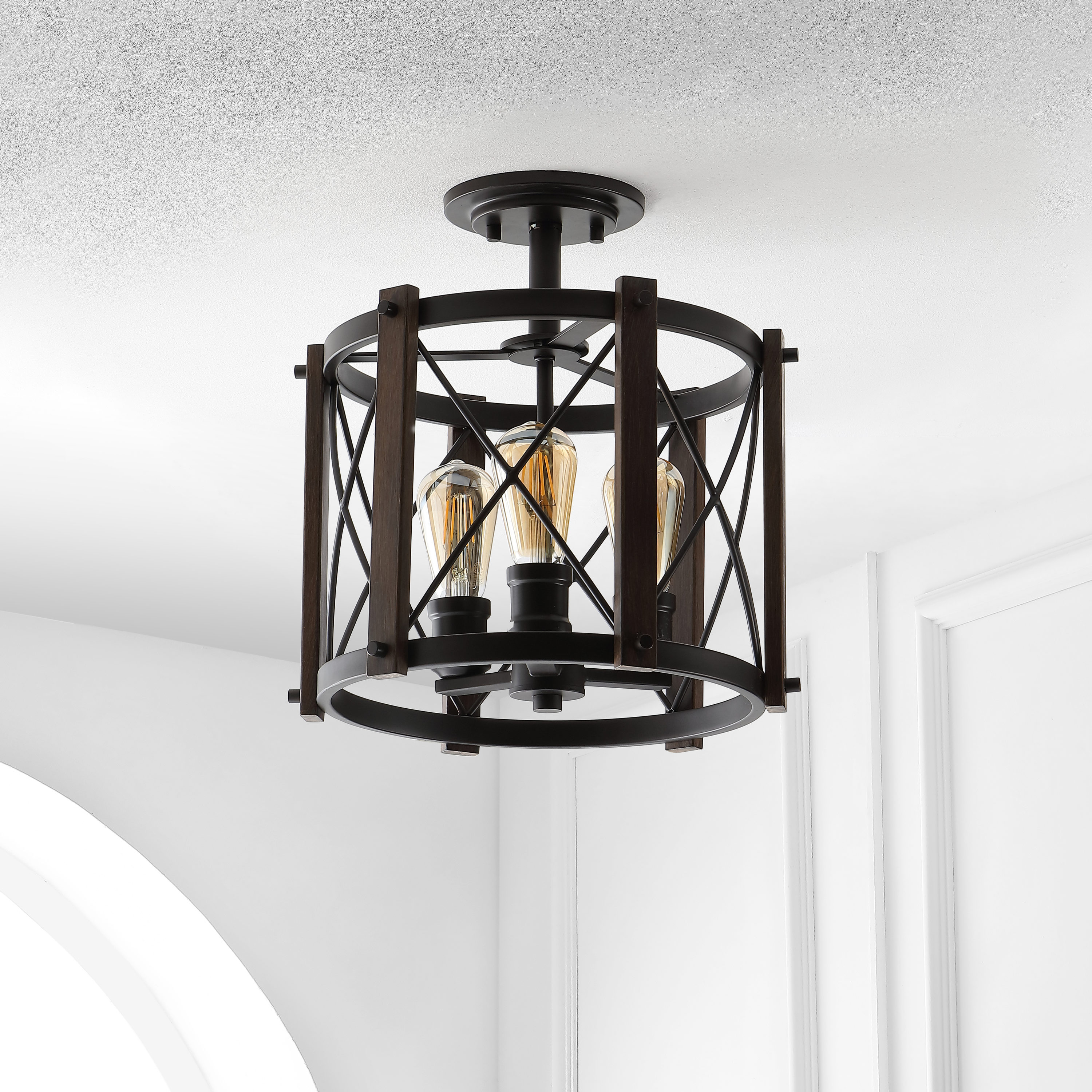 Ferme 14" 3-Light Oil Rubbed Bronze Farmhouse Flush Mount