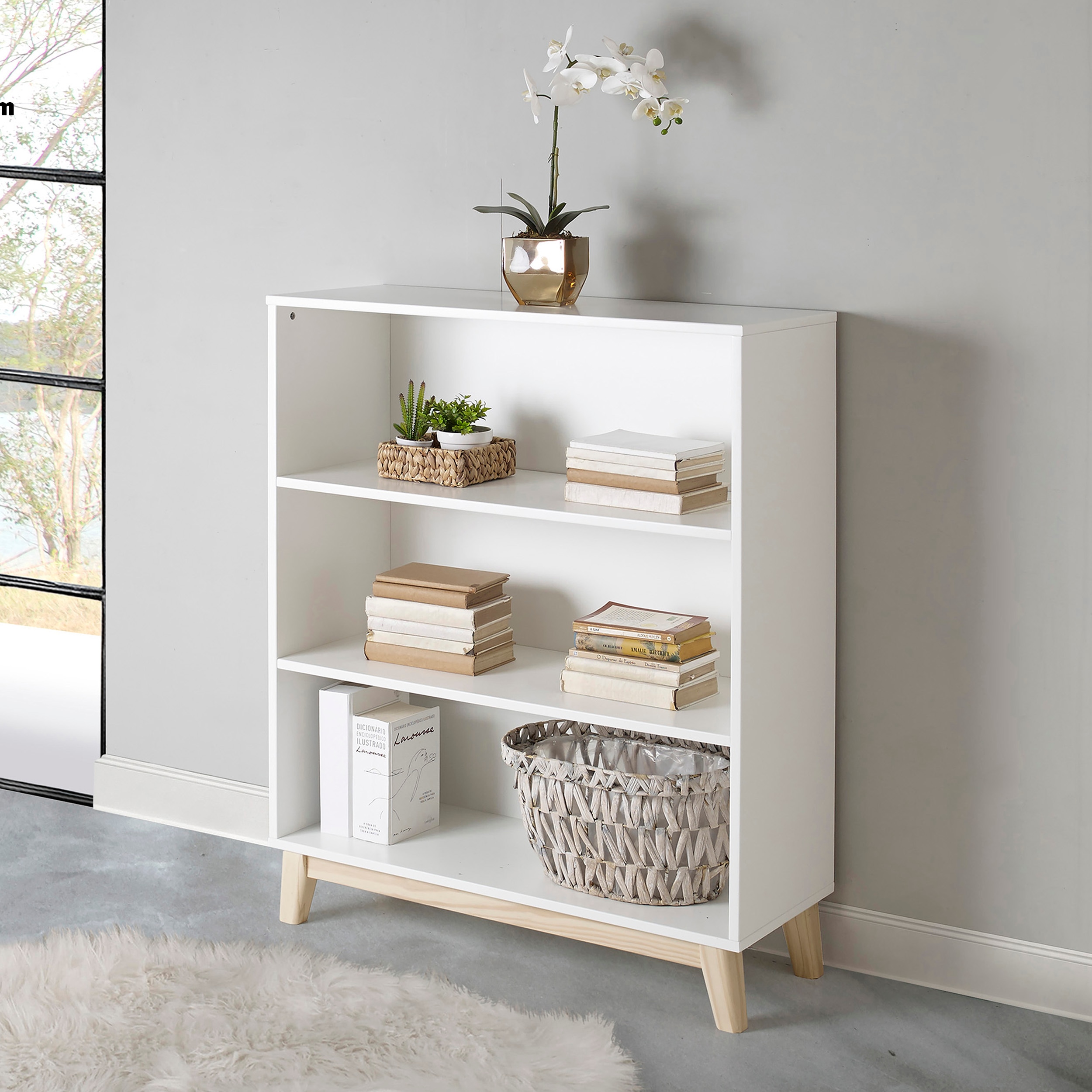 Alaterre Furniture Mod White Wood 3-Shelf Barrister Bookcase (36-in W x ...