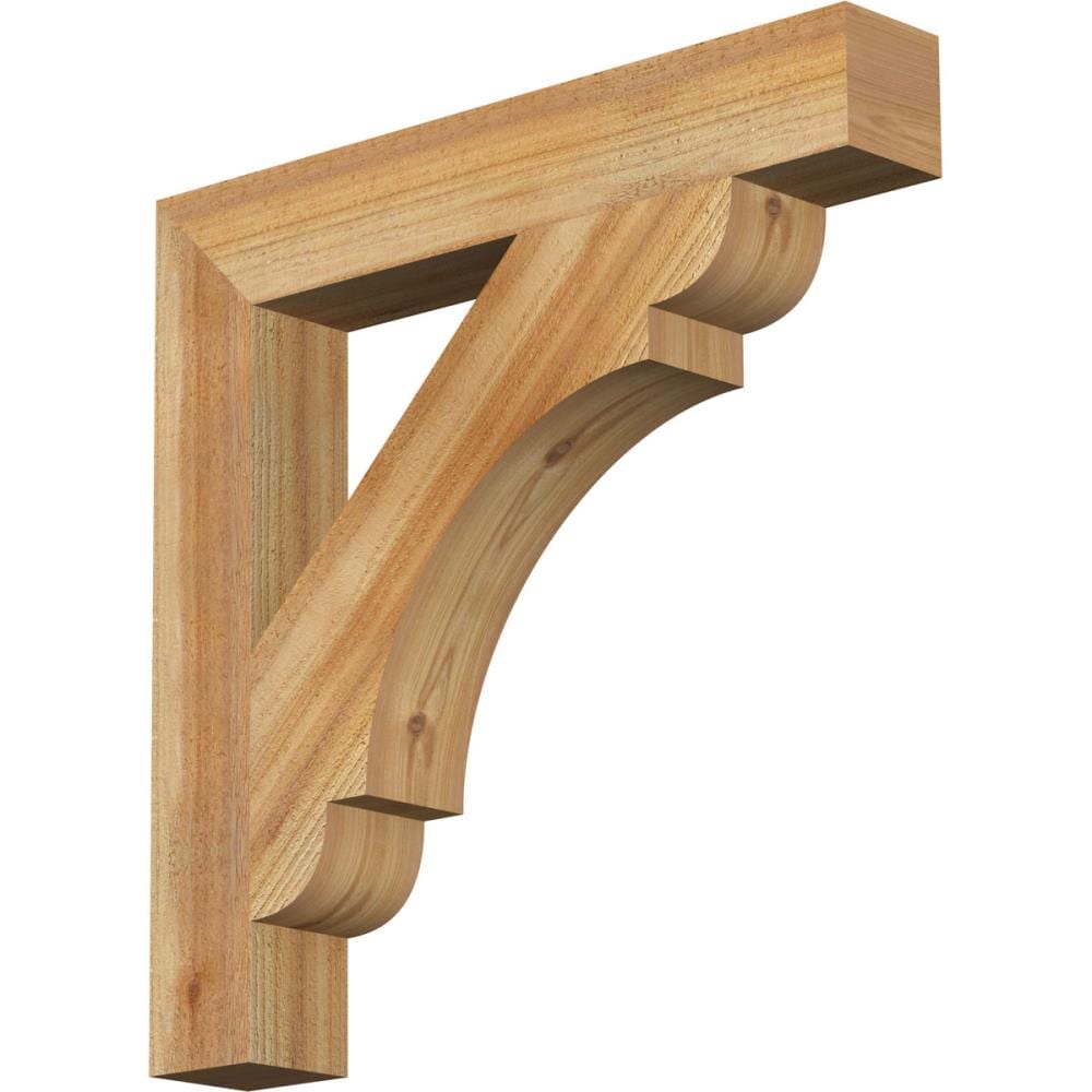 Ekena Millwork BKT04X26X26OLY05RWR Olympic block rough sawn 4-in x 26-in x 26-in Western red cedar Brown Wood Standard bracket