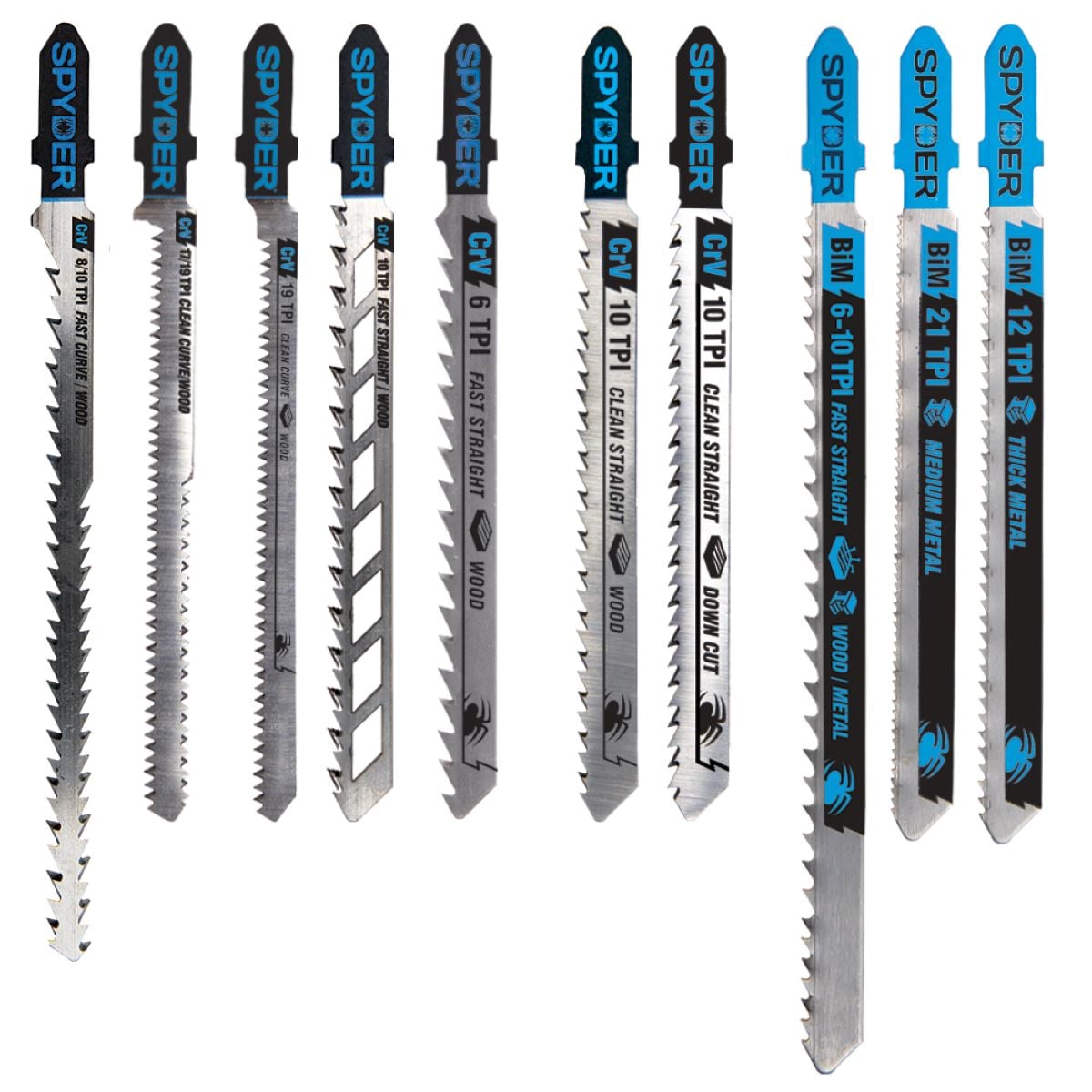 Spyder 300090 Set T-shank Bi-metal Jigsaw Blade Set ( 10 -Pack )