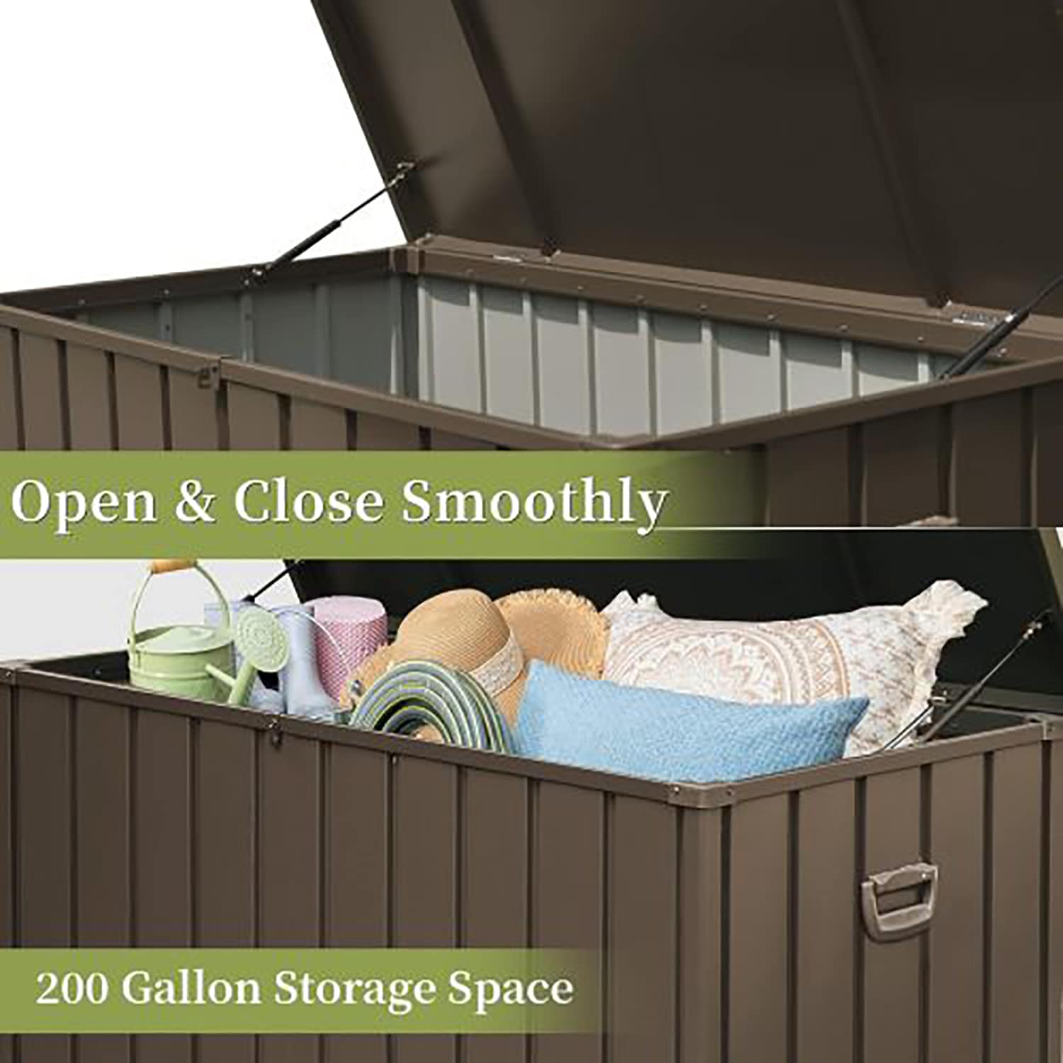 GZMR GZ-W1859DB73 Deck Box 54.3 L x 29.2 200-Gallon Dark Brown Metal Deck Box
